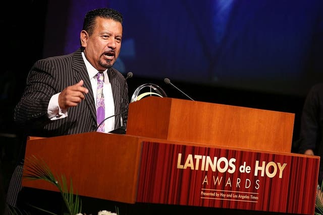 <p>Richard Montañez, pictured at the Latinos de Hoy Awards, in partnership with The Los Angeles Times. The paper recently published allegations that his ‘rags to riches’ tale of inventing Flamin’ Hot Cheetos is an “urban legend”</p>