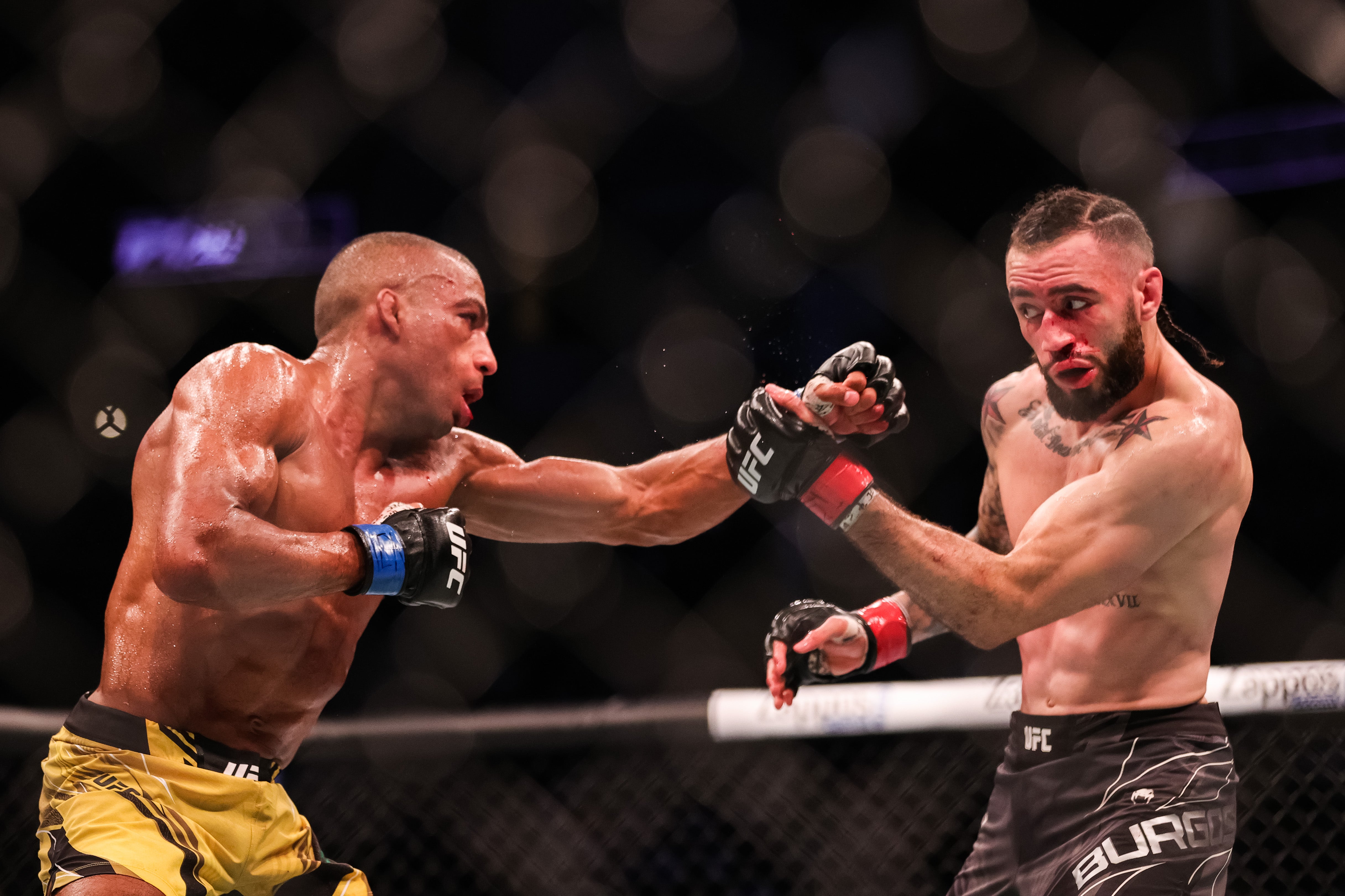Barboza (left) stopped Burgos in the third round at UFC 262