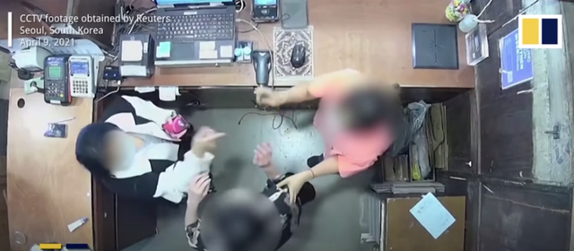 <p>Screengrab of a video showing the Belgian envoy’s wife slapping a shop assistant in Seoul</p>