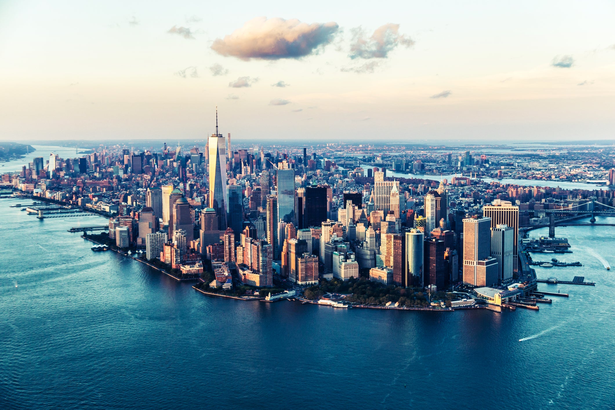 An aerial view of Manhattan, New York