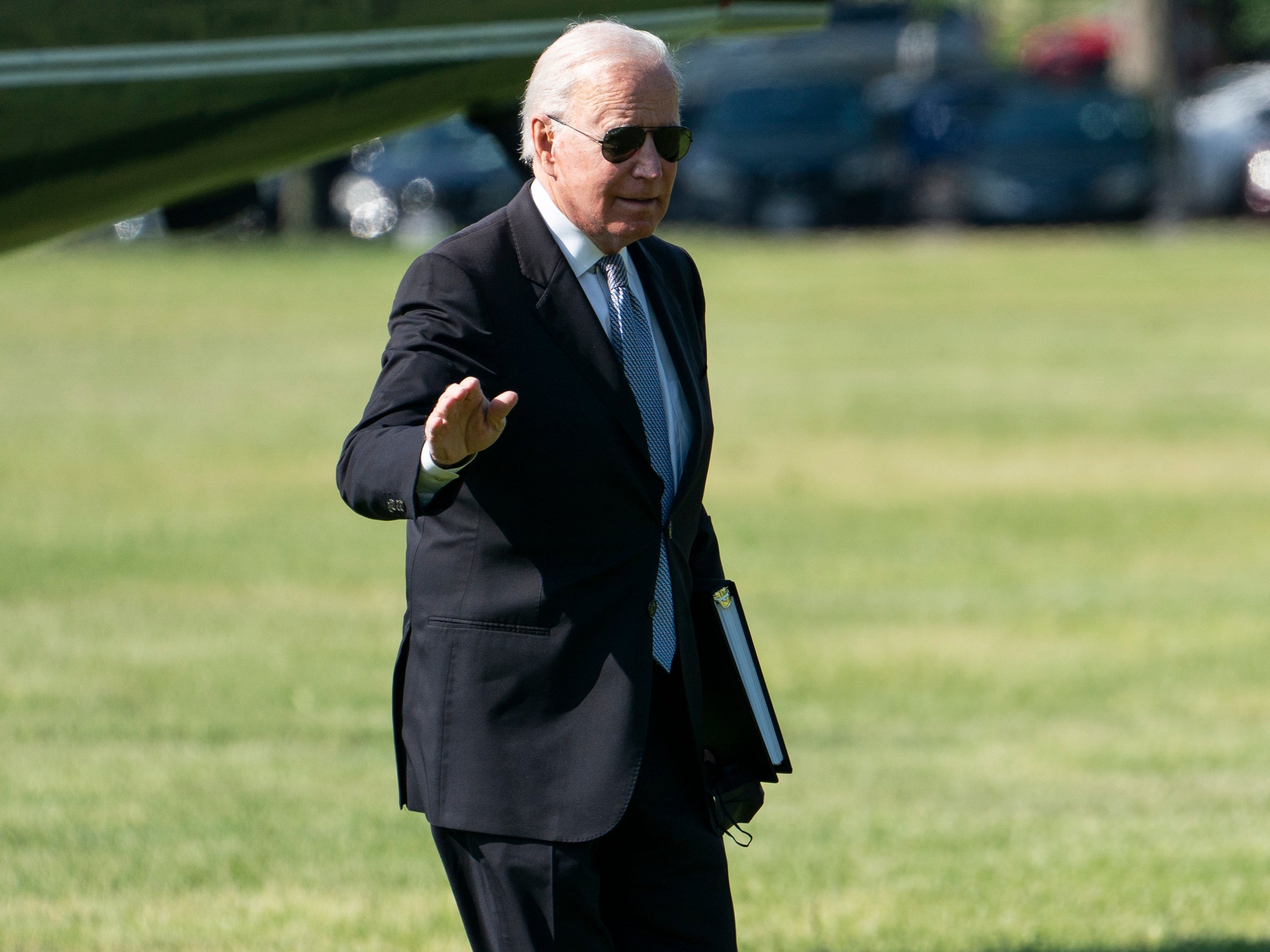 The US president, Joe Biden, arrives at the White House on Monday after spending the weekend at his Delaware home