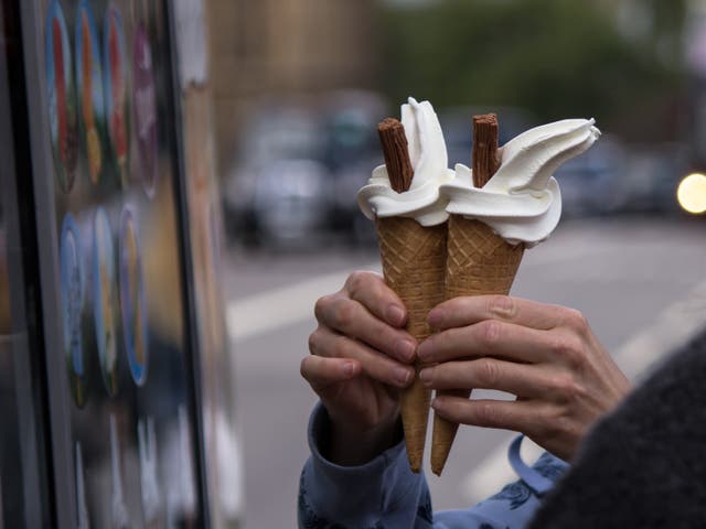 Pair of 99 flake ice creams just brought from an ice cream truck
