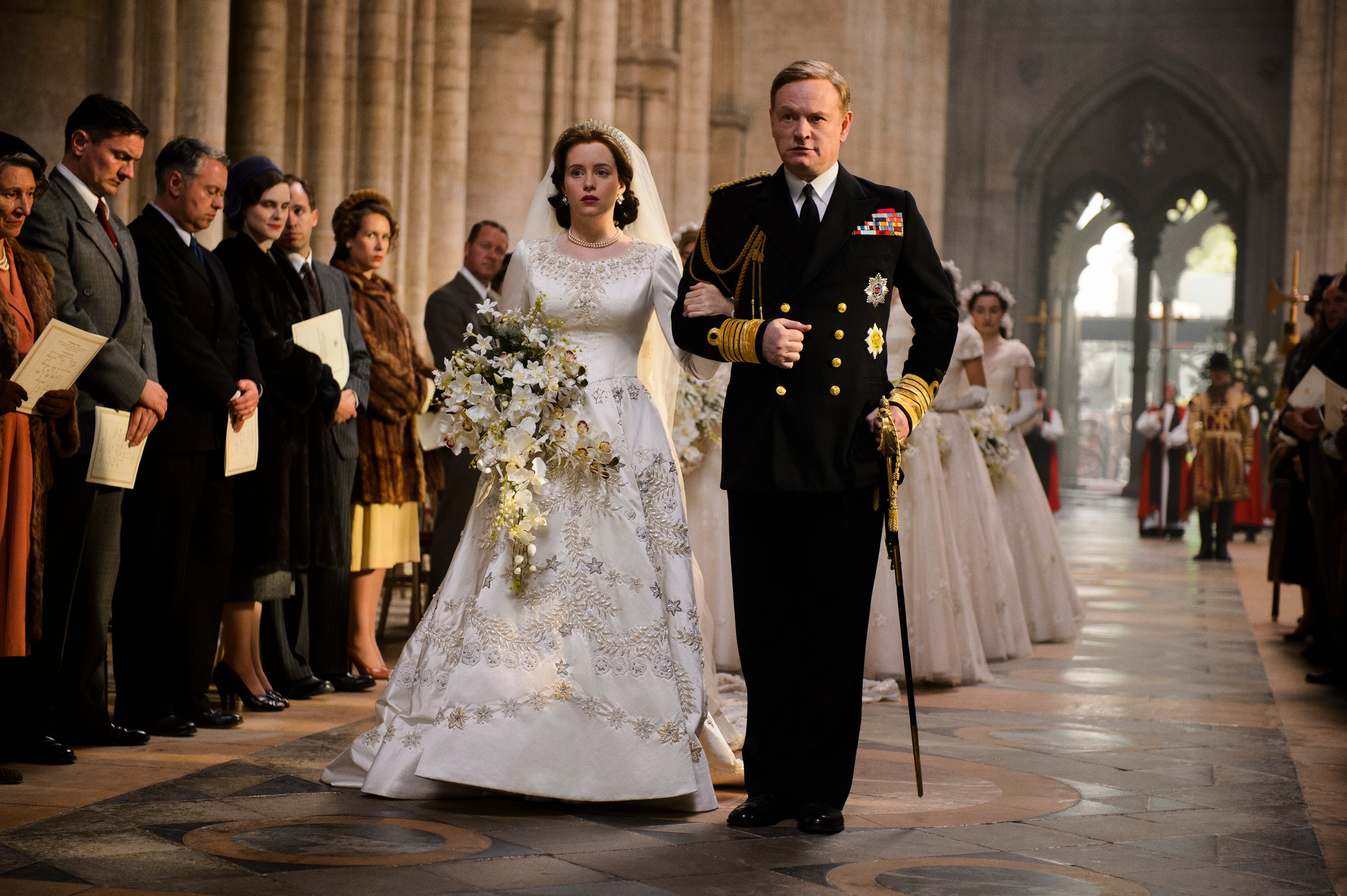 With Claire Foy in ‘The Crown’