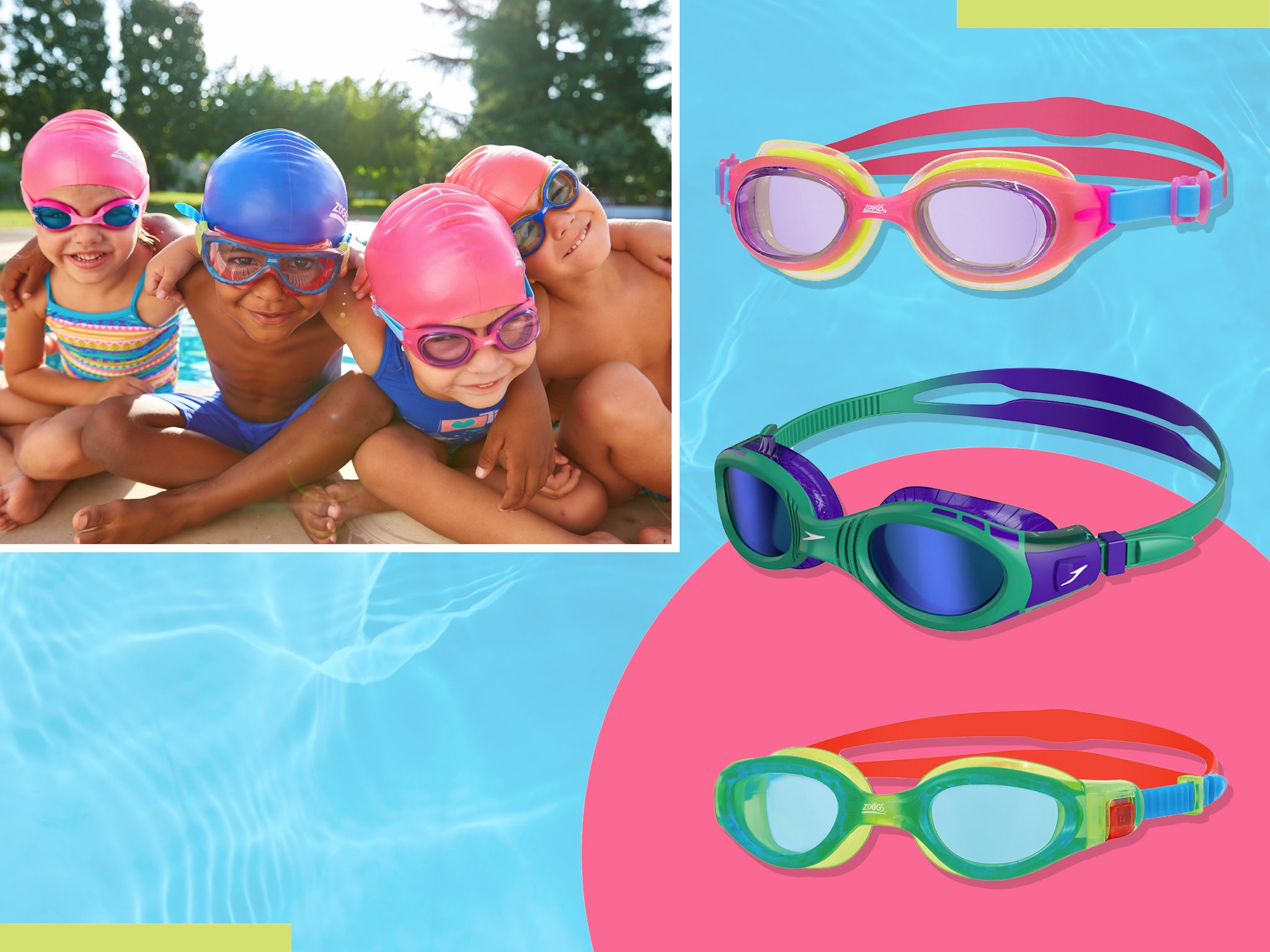 Waterproof Kids Swim Goggles Anti-Fog Fish Decoration Children Swimming Glasses Beach Pool Accessories Eyewear Pink LIOOBO Kids Swimming Goggles