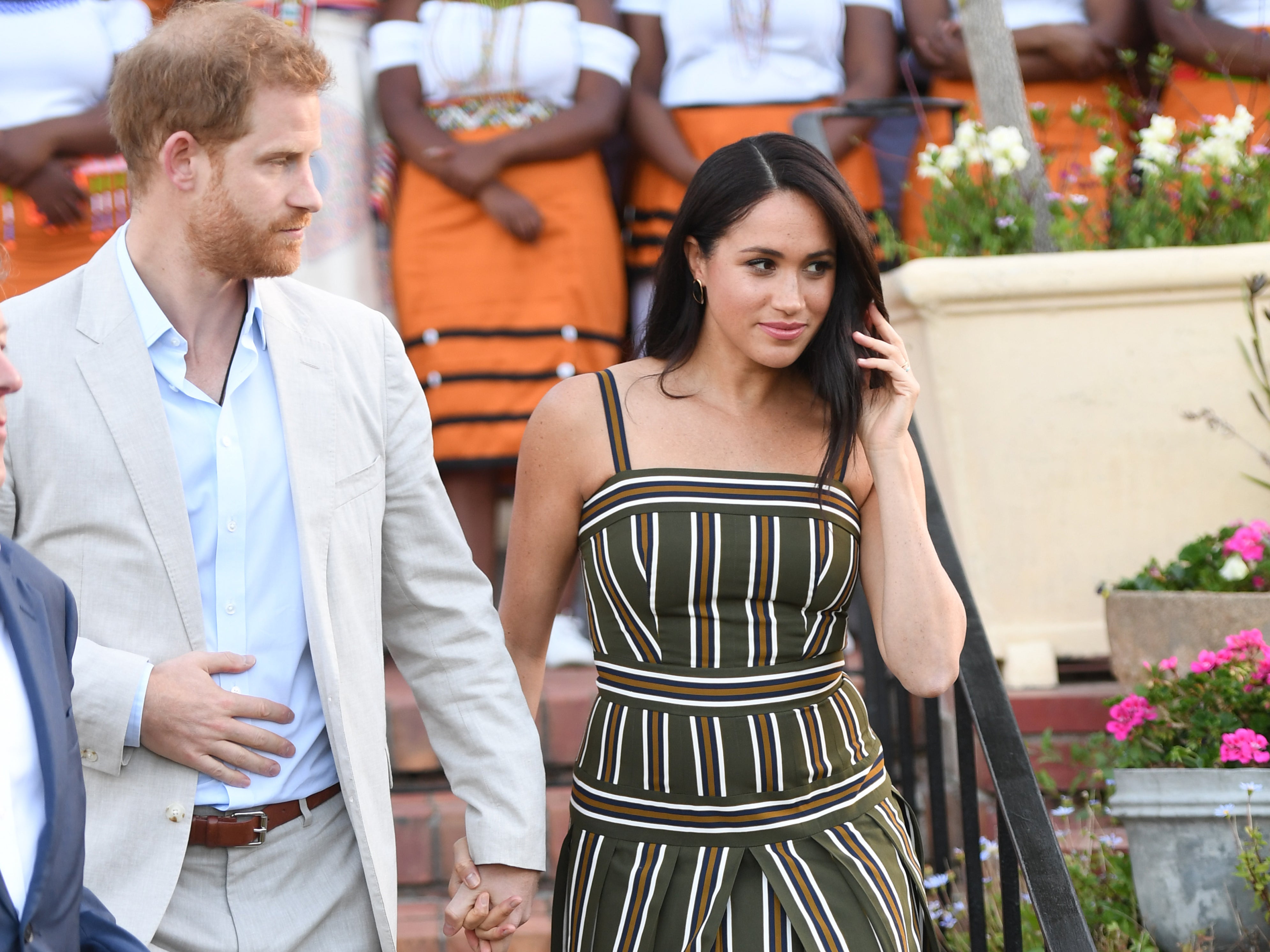 The Duke and Duchess of Sussex at a reception at the High Commissioner's Residence in Cape Town