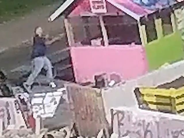 <p>In a video uploaded to Reddit on Sunday, an unidentified man can be seen exiting a black truck before he begins attacking Black Lives Matter signs</p>