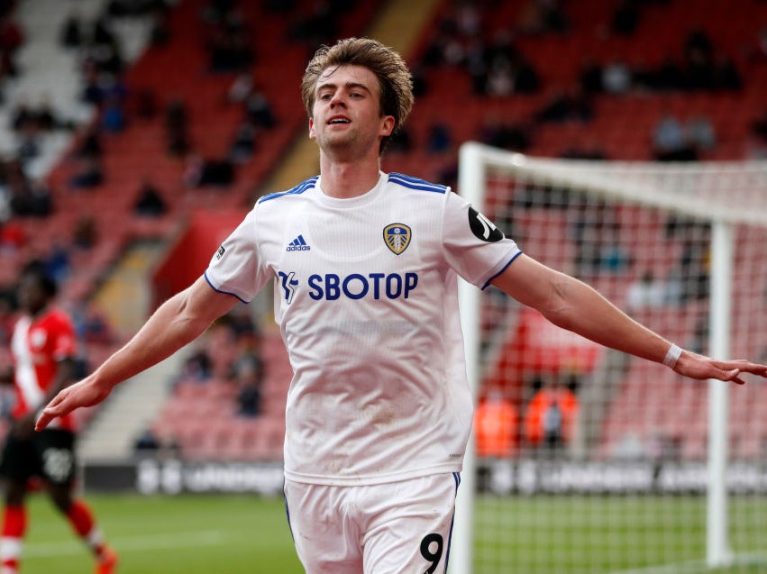 Patrick Bamford celebrates putting Leeds in front