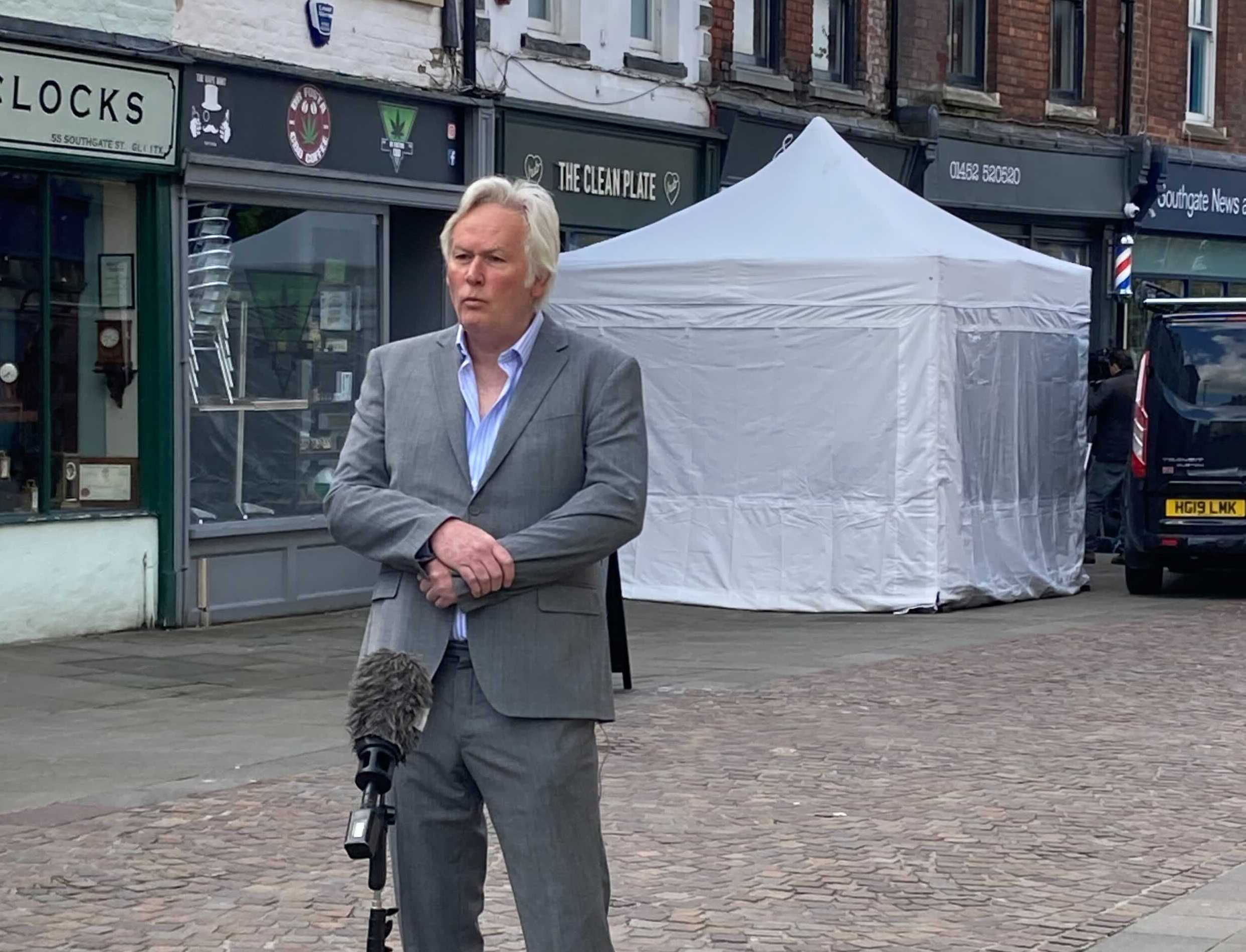 Rose West’s ex-lawyer Leo Goatley, who is at the scene in Gloucester