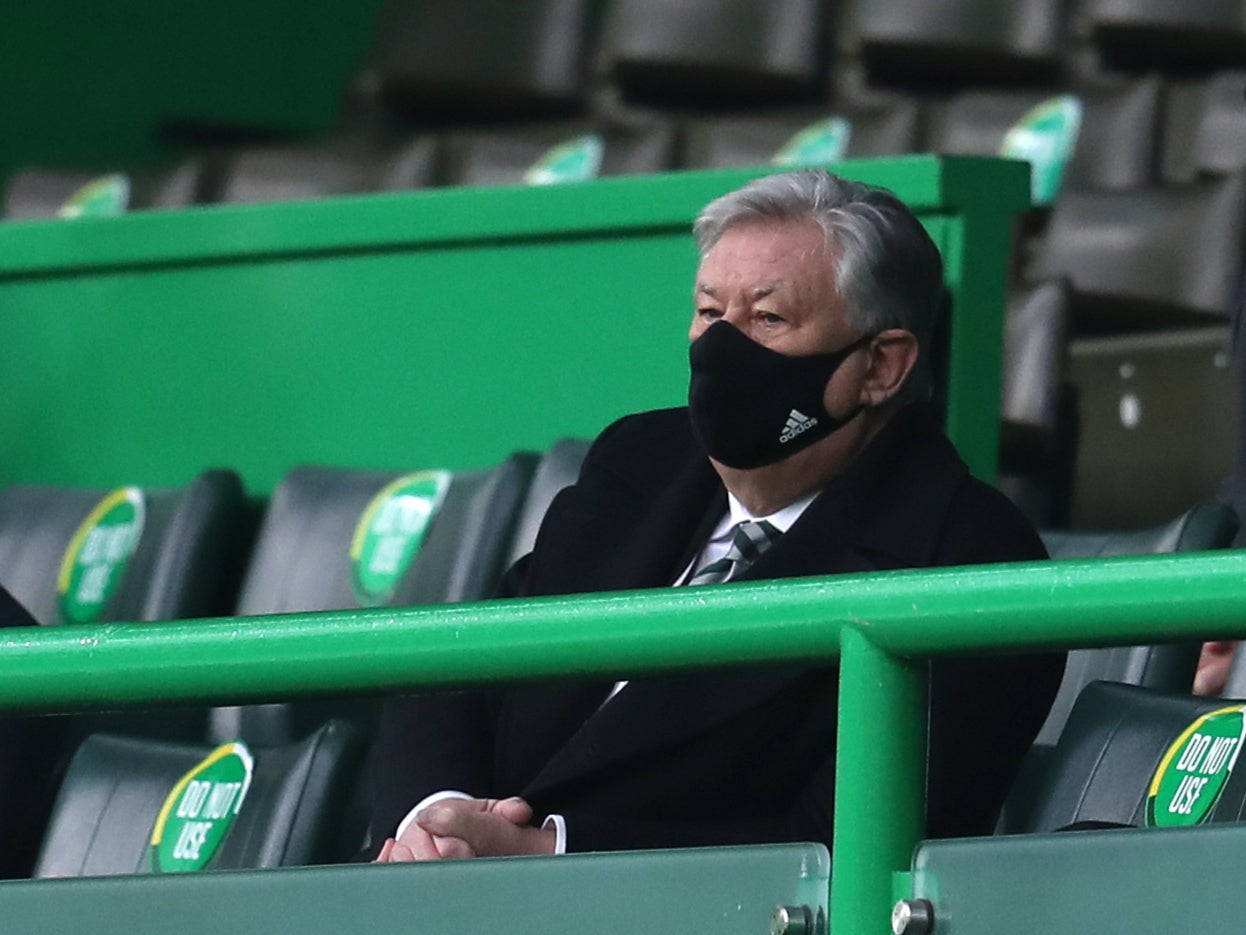 Celtic chief executive Peter Lawwell in the director's box