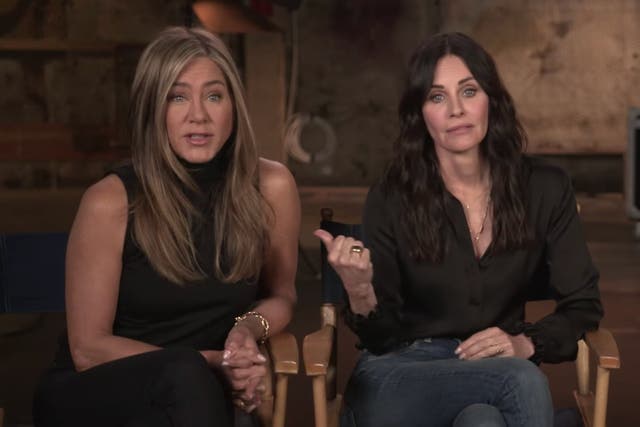 Jennifer Aniston and Courteney Cox during an interview with People magazine
