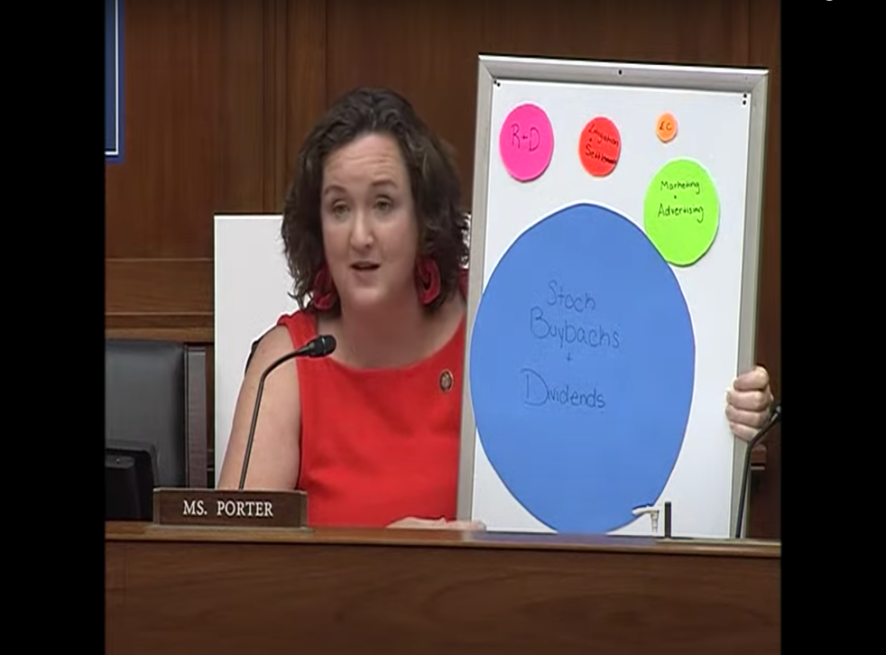Rep Katie Porter during a House Oversight Committee hearing on drug prices