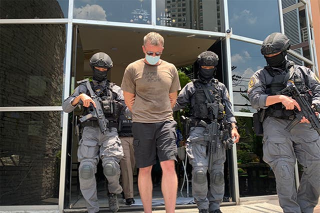 <p>Thai police arrest two former US Marines, including Jeremy Manchester (pictured), over alleged kidnapping plot</p>