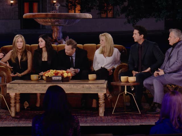 <p>Jennifer Aniston, Courteney Cox, Matthew Perry, Lisa Kudrow, David Schwimmer, and Matt LeBlanc in the Friends reunion</p>