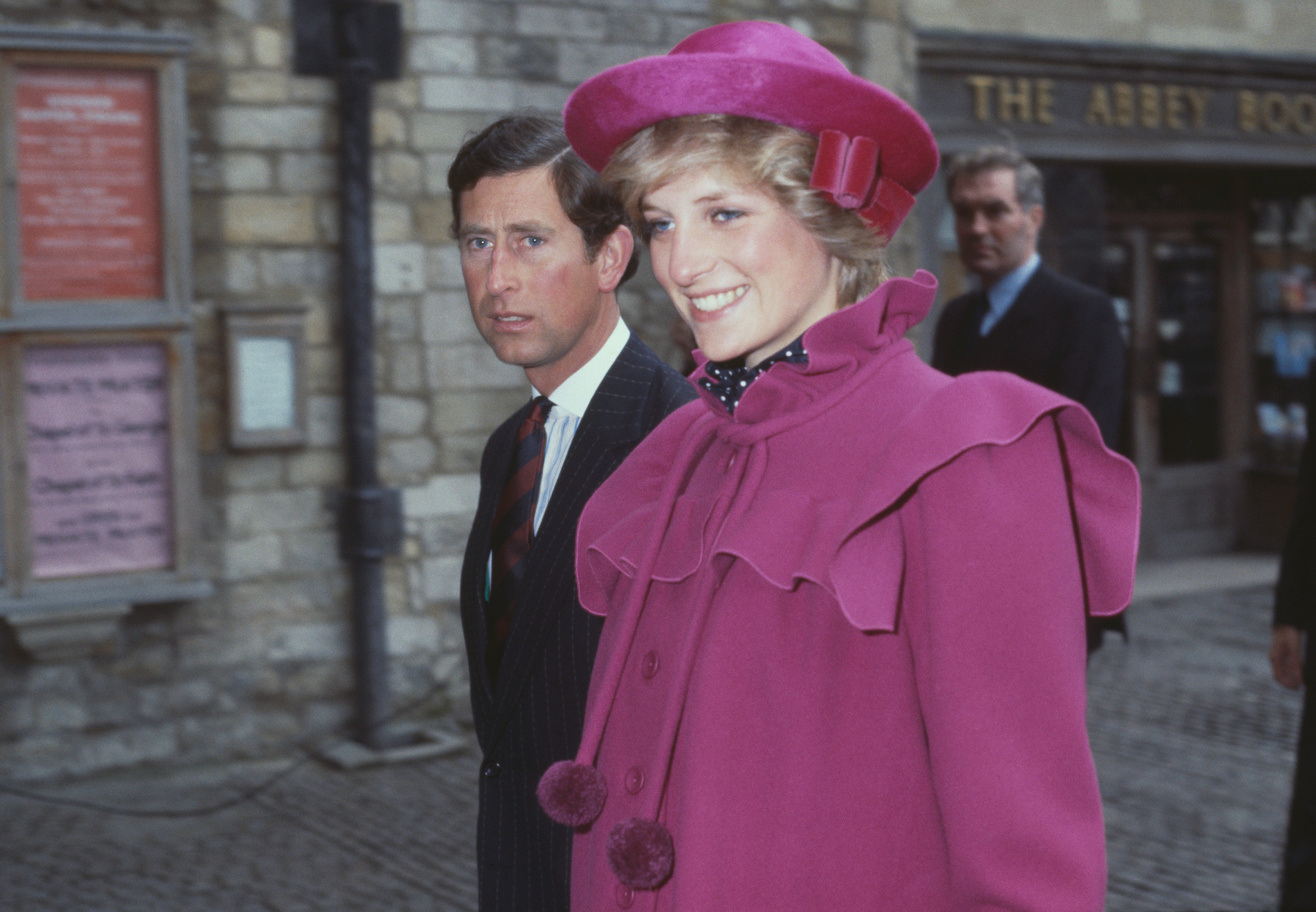 Prince Charles and the Princess of Wales at Westminster Abbey, London, for a centenary service for the Royal College Of Music on 28 February, 1982.