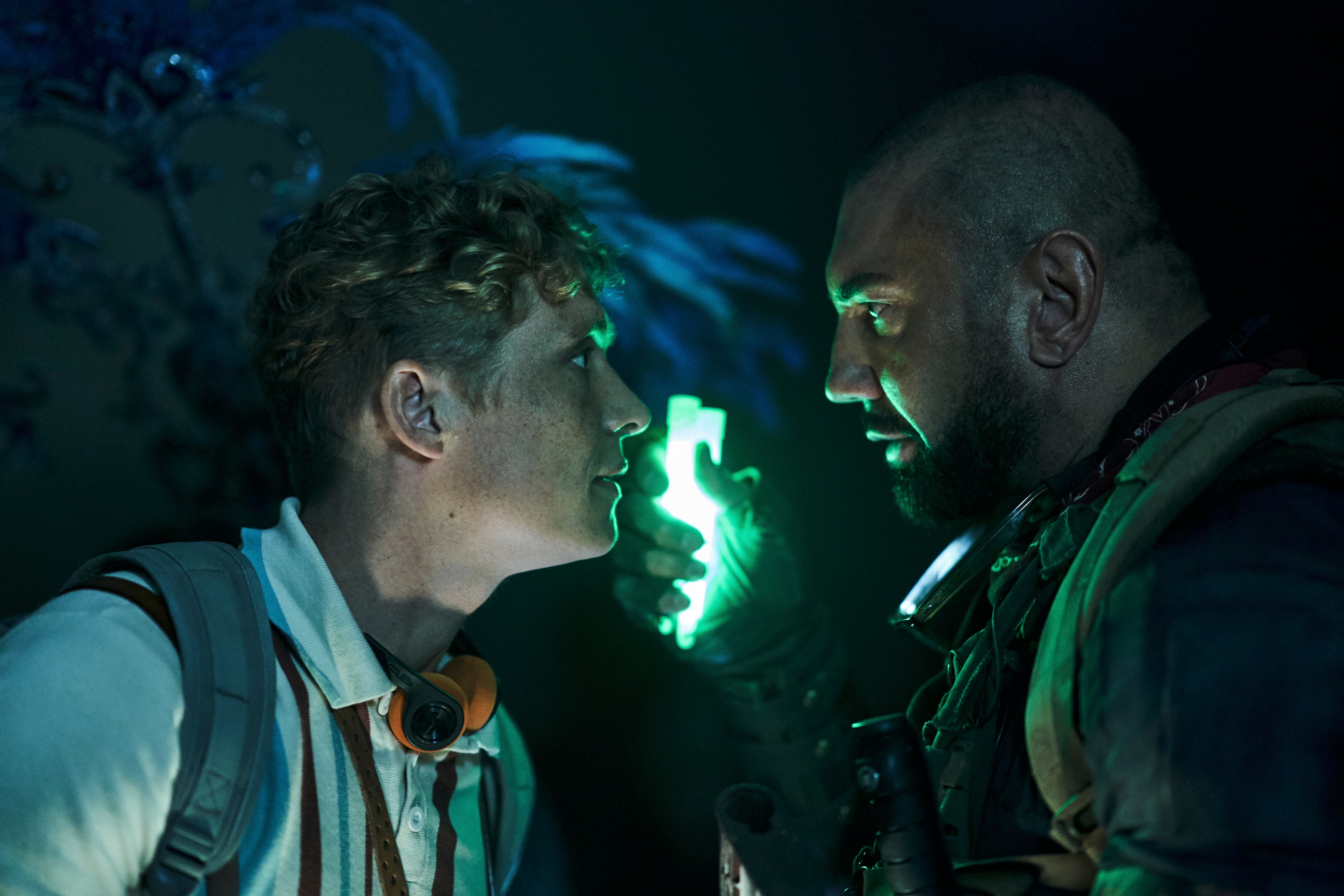 Matthias Schweighofer and Dave Bautista in ‘Army of the Dead’