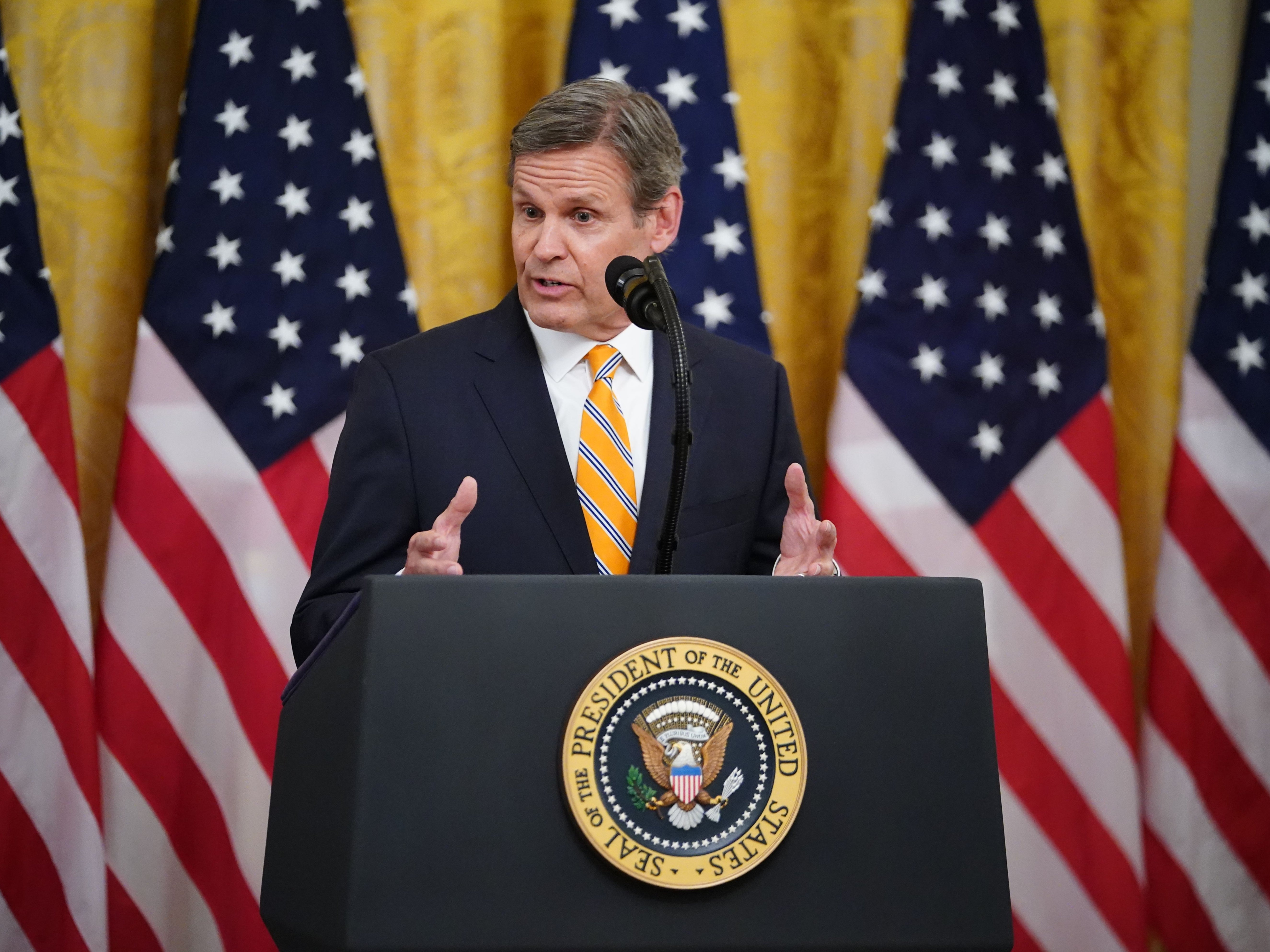 Tennessee Governor Bill Lee speaks on 30 April 2020 at the White House in Washington, DC
