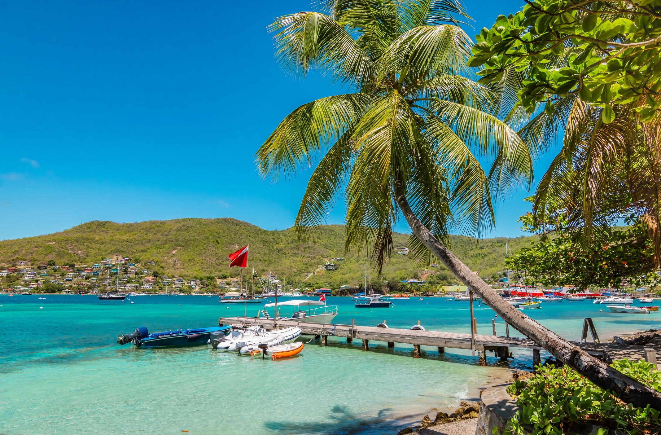 The harbour of Port Elisabeth in Bequia, part of Saint Vincent and the Grenadines.