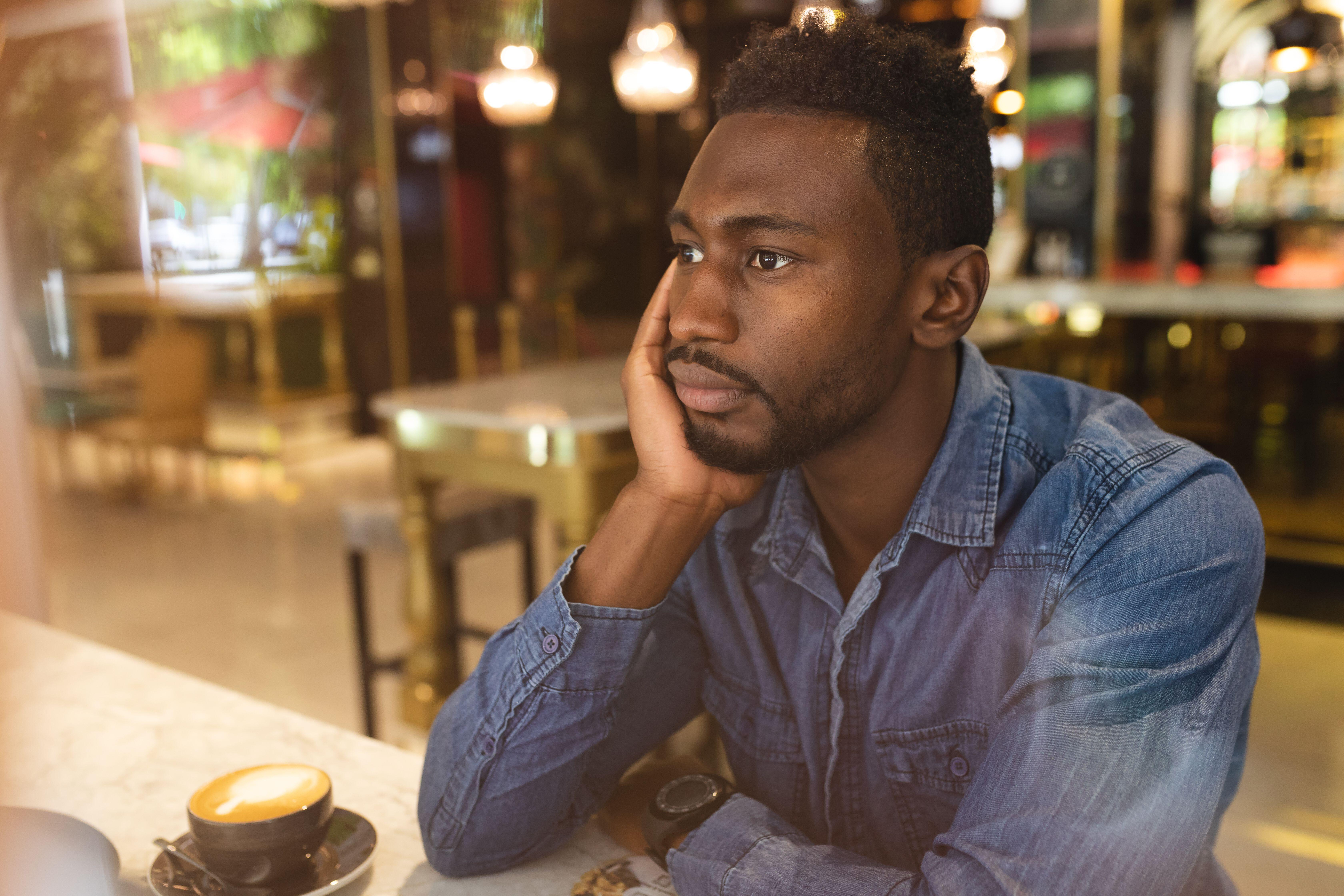 Man thinking in the pub