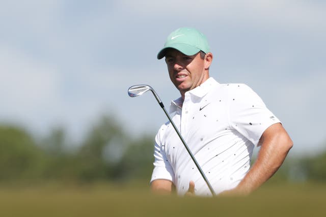 <p>Rory McIlroy has work to do if he is to make the cut at Kiawah Island</p>