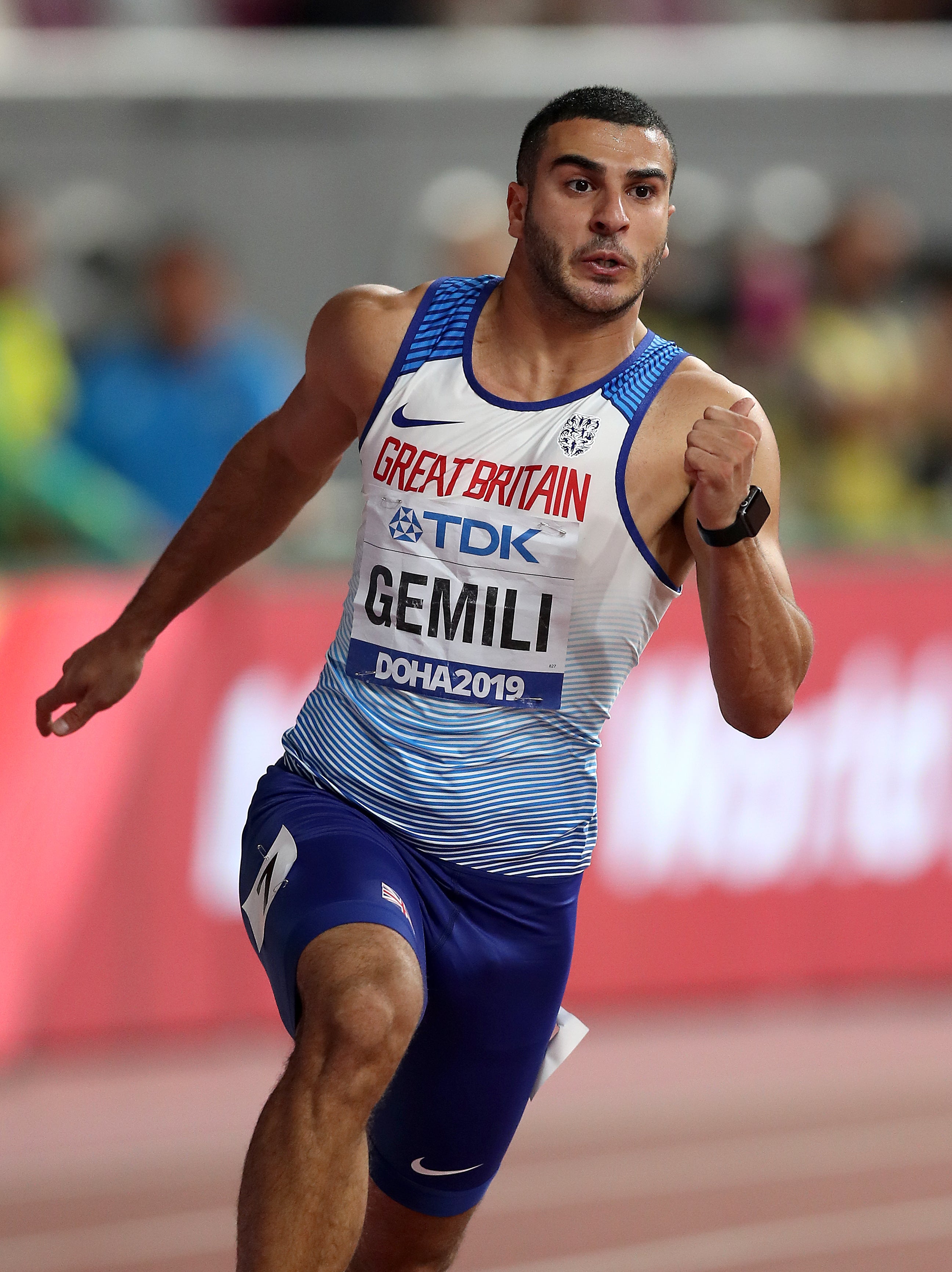Adam Gemili competing at the 2019 World Championships in Doha