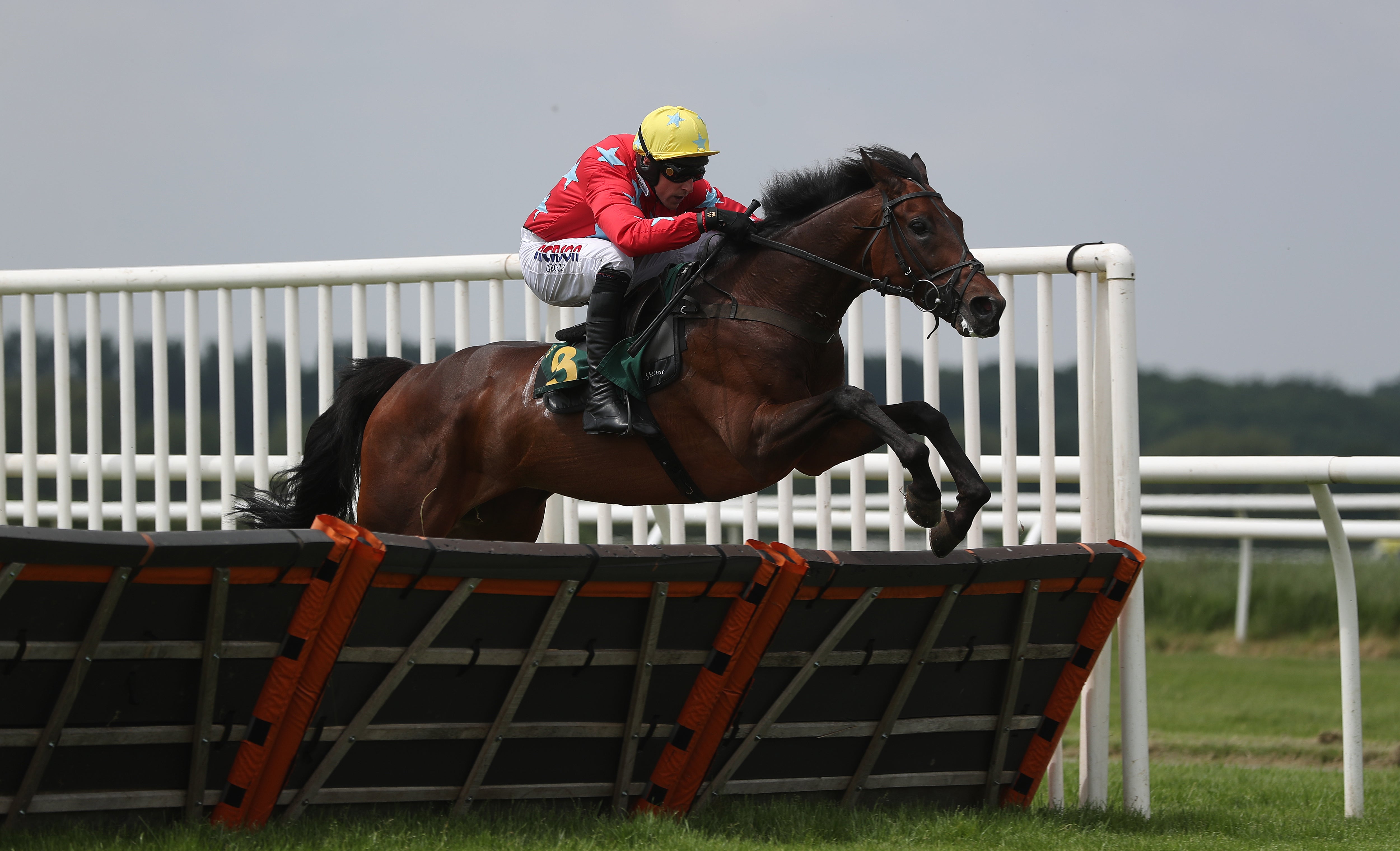 Fair Mountain, ridden by Harry Skelton, in the Bangor Bet Maiden Hurdle at Bangor-on-Dee Racecourse