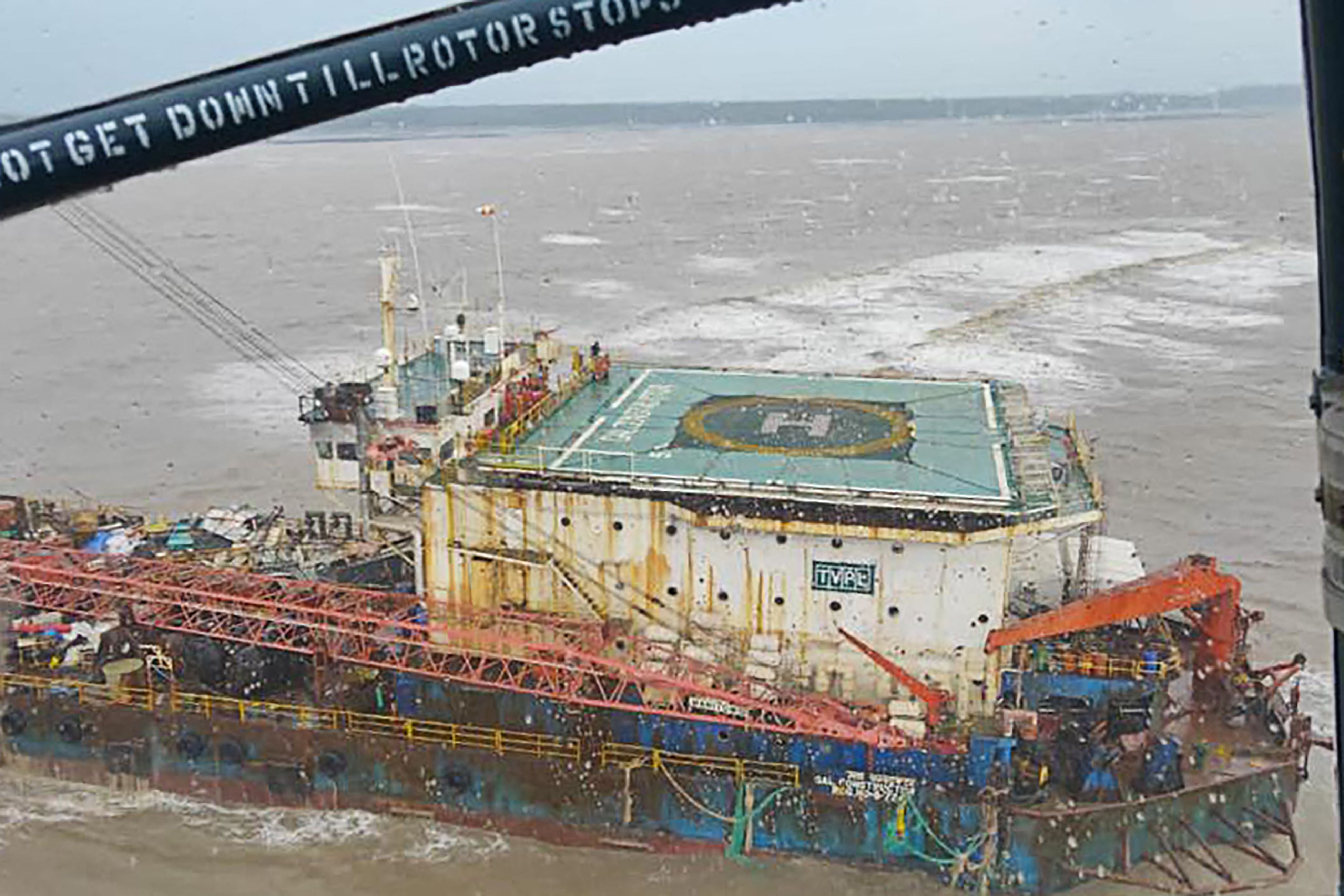 A offshore barge of GAL Constructor after Cyclone Tauktae hit the west coast of India with powerful winds
