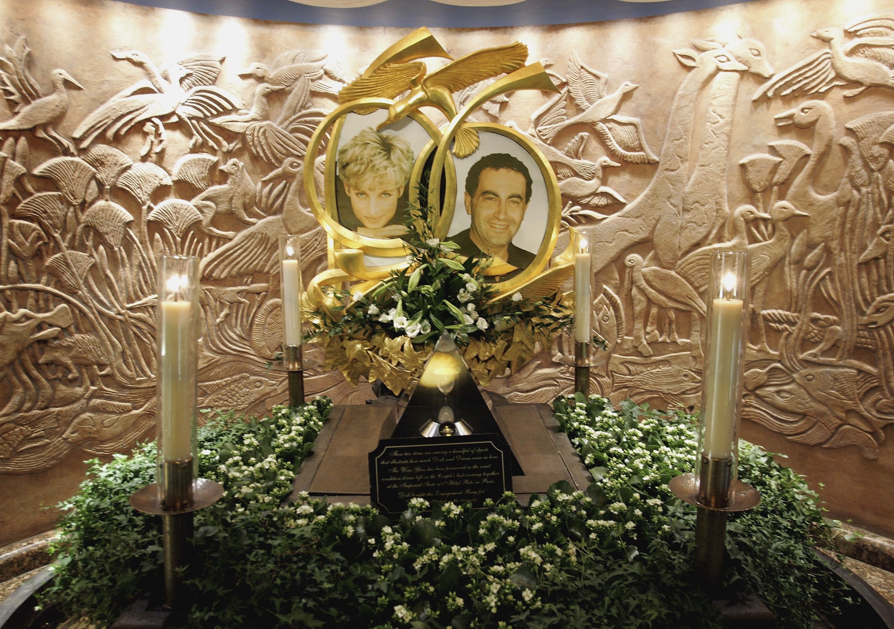 A memorial to the couple was placed inside Harrods