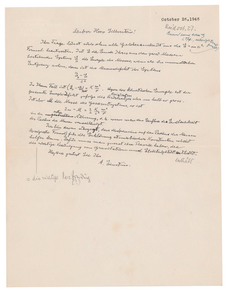 Einstein’s 1946 letter to Silberstein