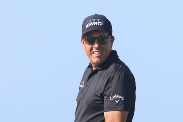 <p>Phil Mickelson shares the lead at the PGA Championship</p>