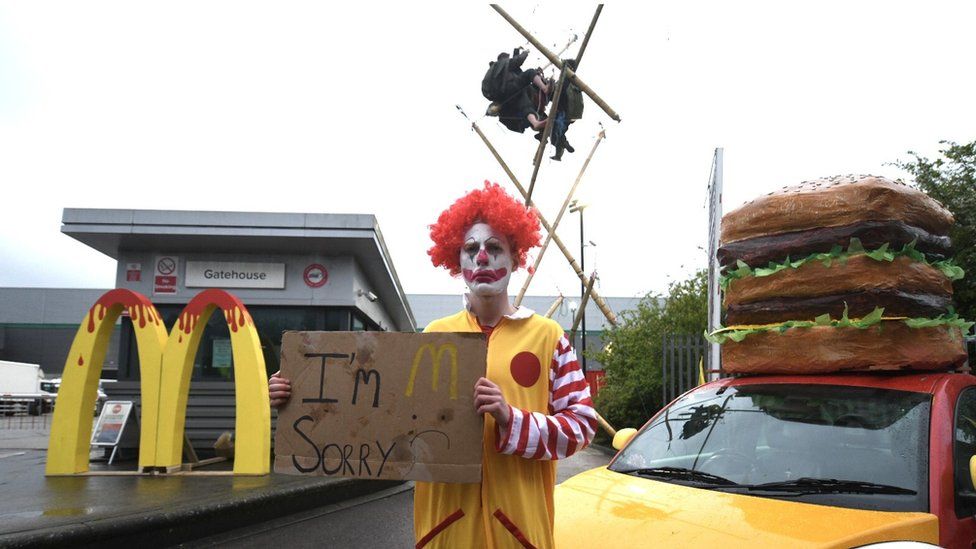 Animal Rebellion activists protest outside McDonald’s distribution centre