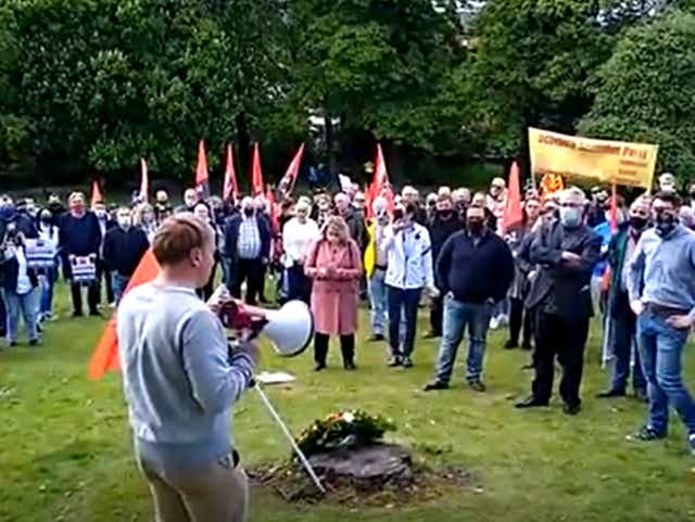 Protesters in Tollcross Park, Glasgow