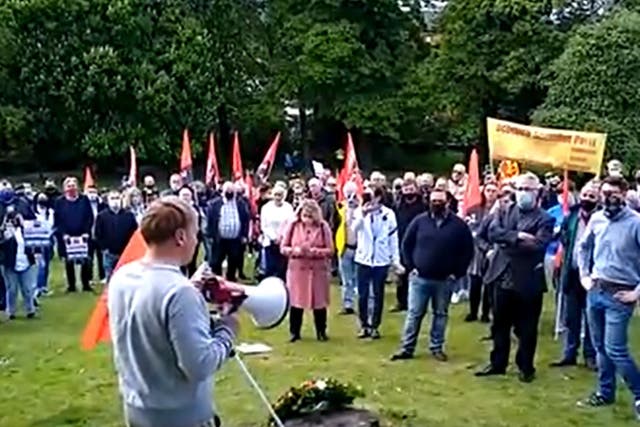 Protesters in Tollcross Park, Glasgow