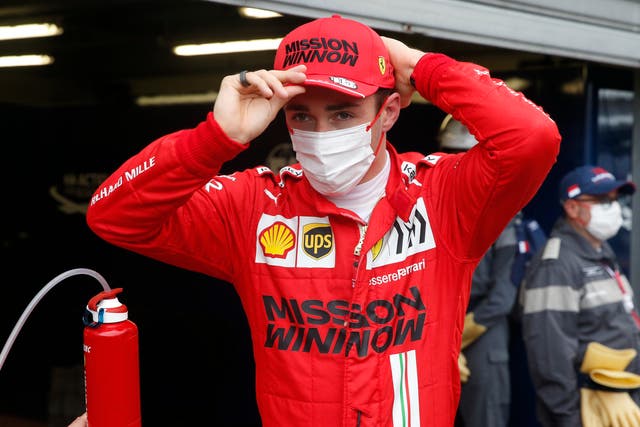 Charles Leclerc faces an anxious wait to see how badly damaged his Ferrari is