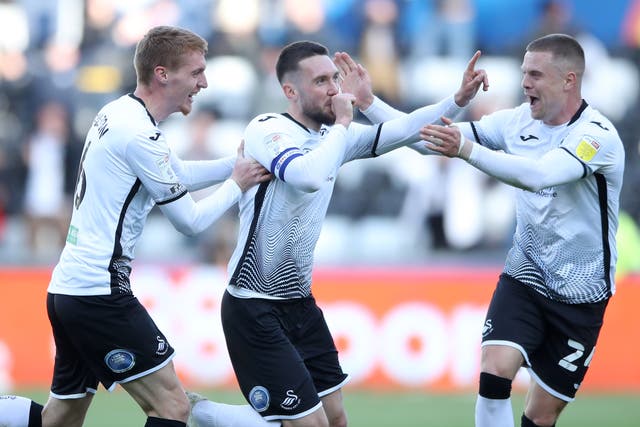 Swansea celebrate their goal