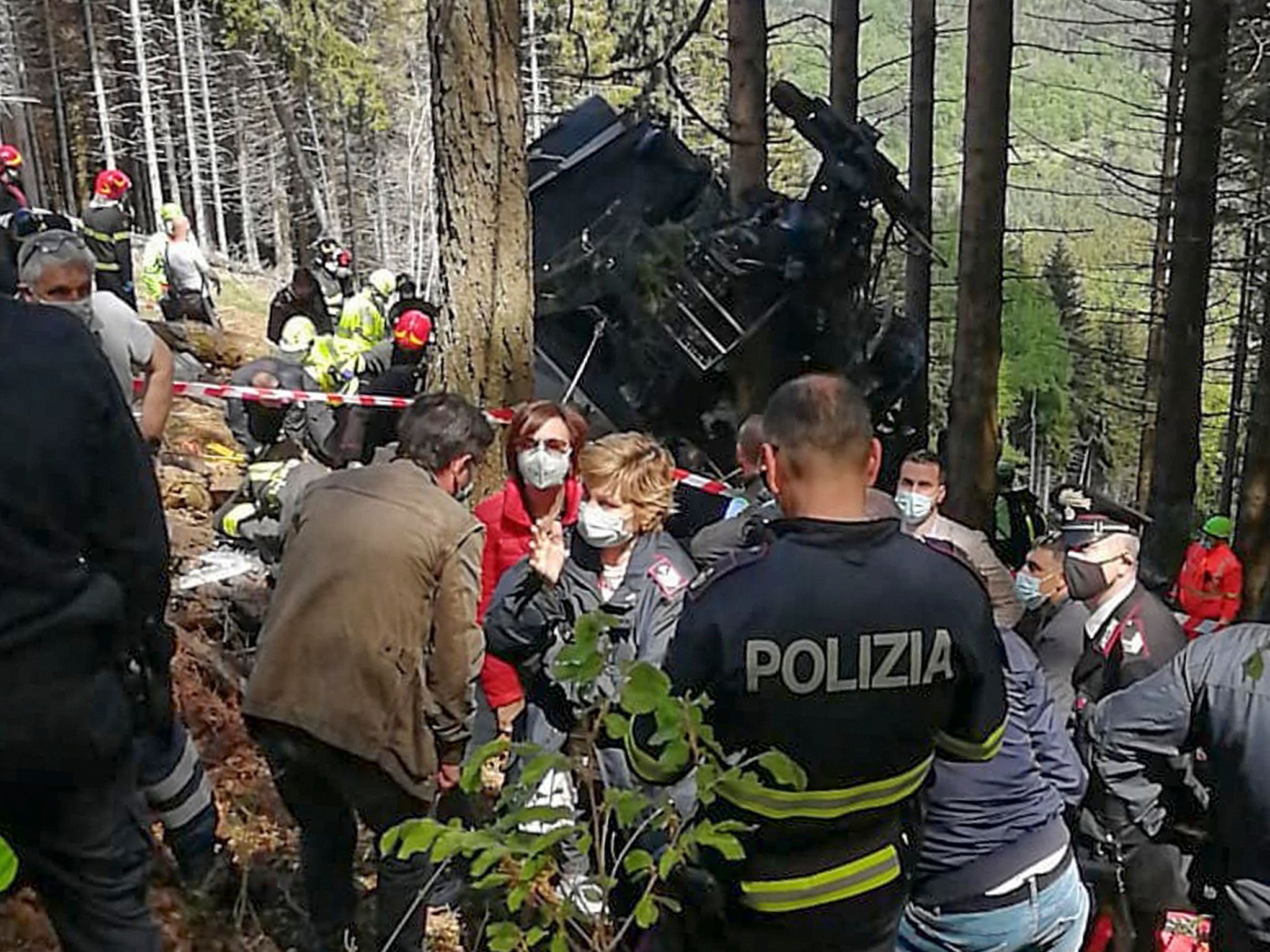 Handout from the Italian State Police from the scene of the cable car crash