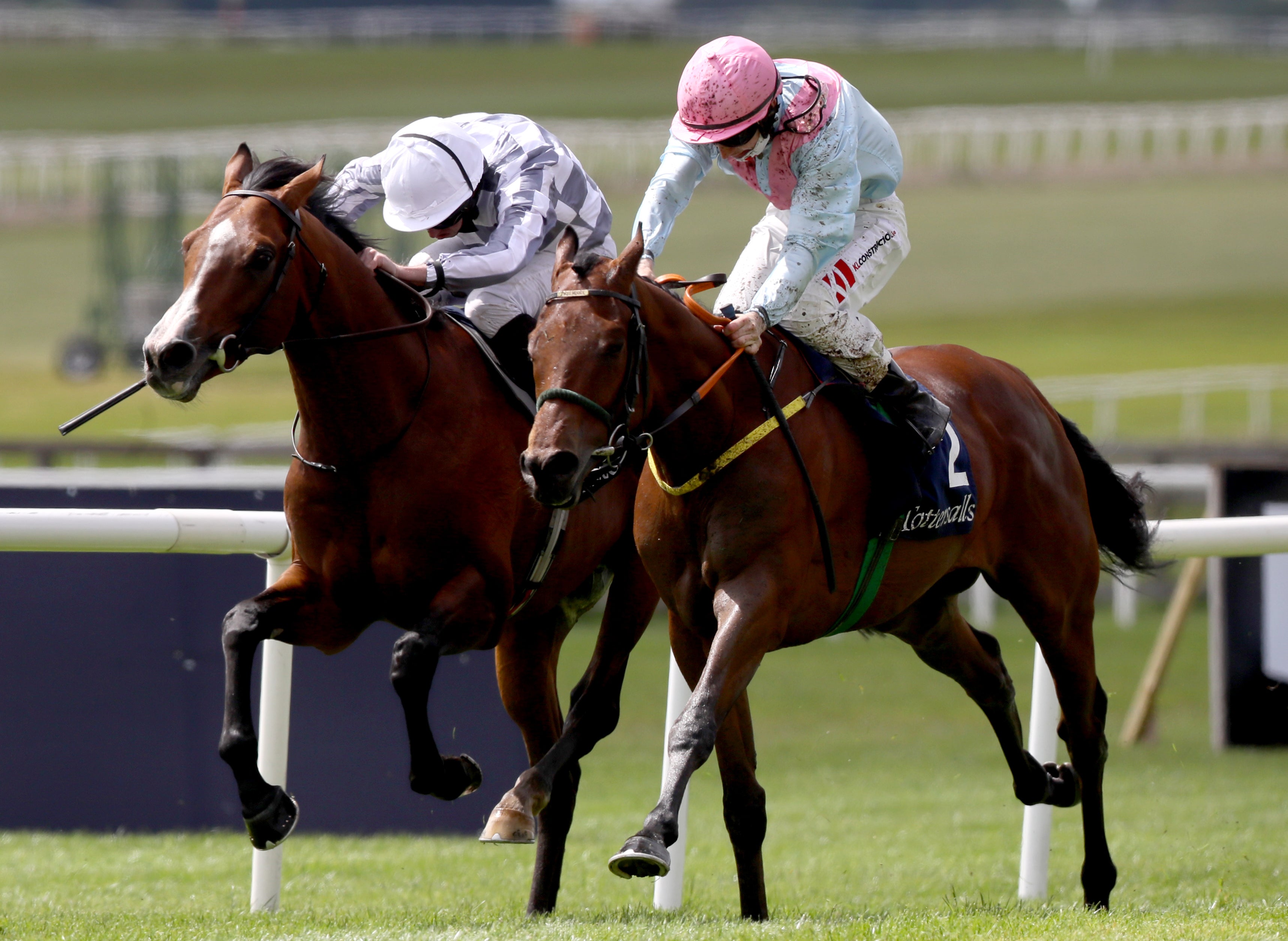 Helvic Dream (right) and Broome fight out the finish of the Tattersalls Gold Cup
