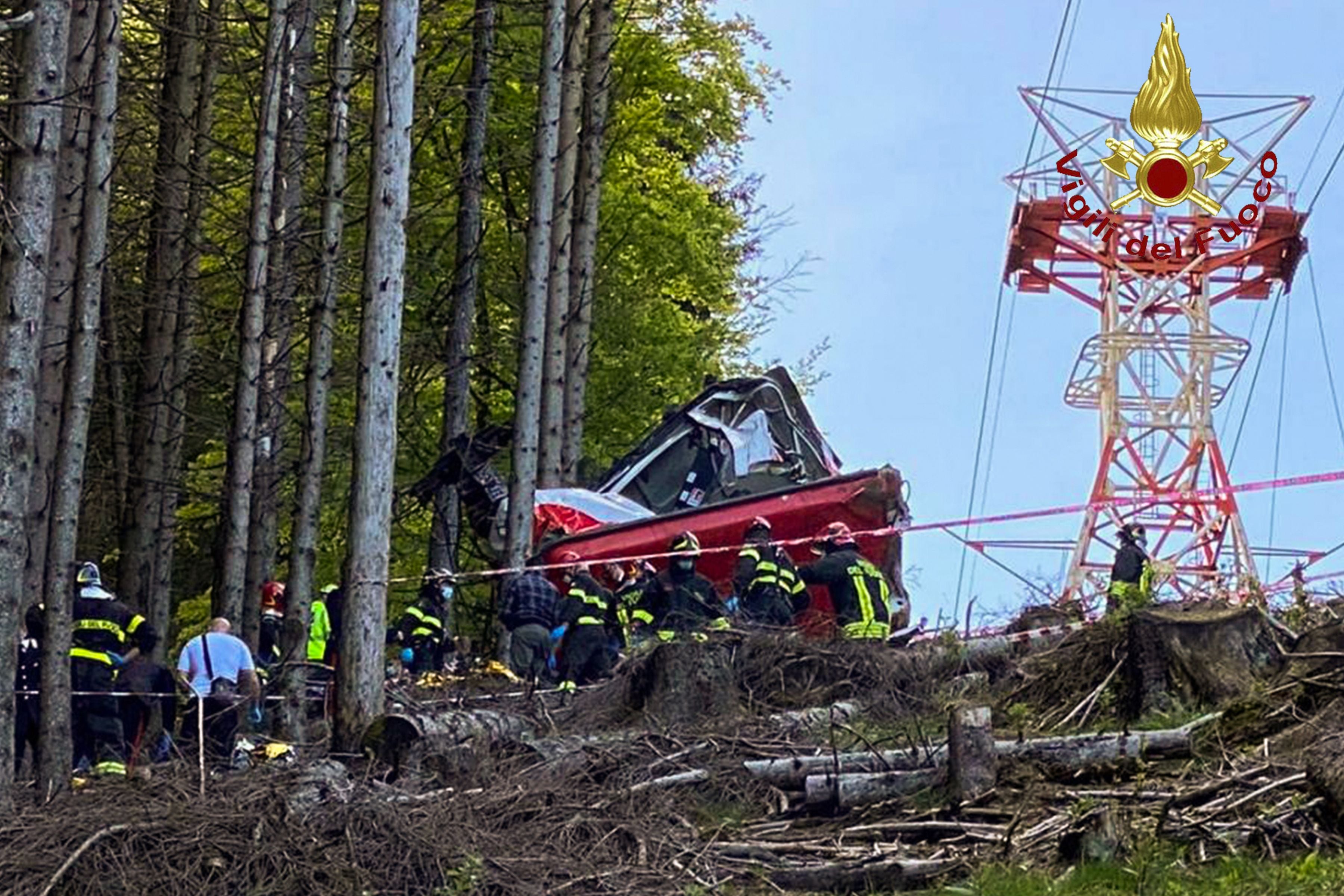 Firefighters attend the scene of the crash