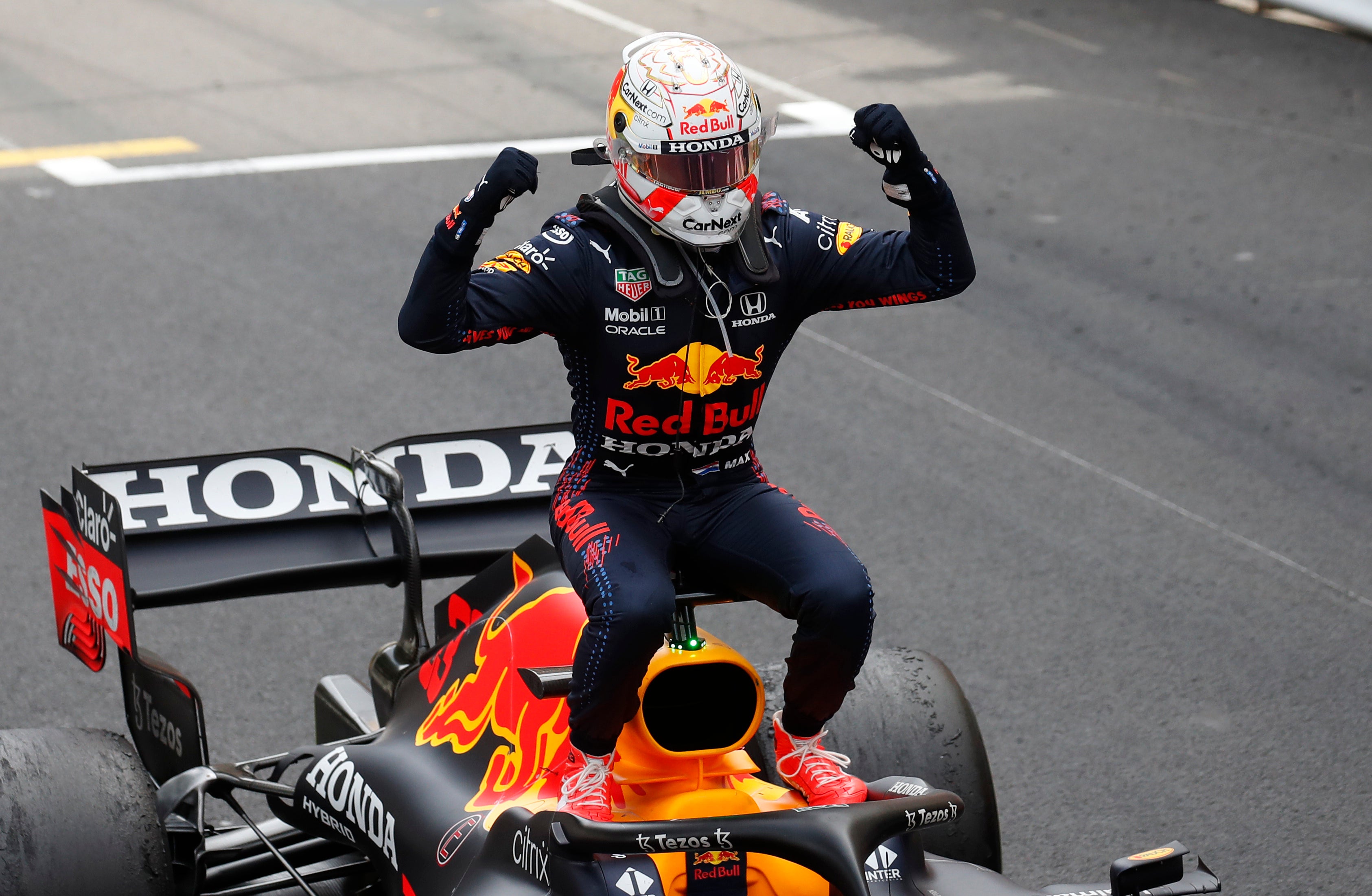 Max Verstappen celebrates his win