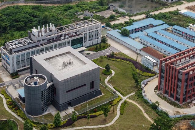 <p>This aerial view shows the P4 laboratory (L) on the campus of the Wuhan Institute of Virology in Wuhan in China's central Hubei province on May 27, 2020. </p>