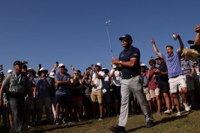 <p>Phil Mickelson on the 11th hole</p>