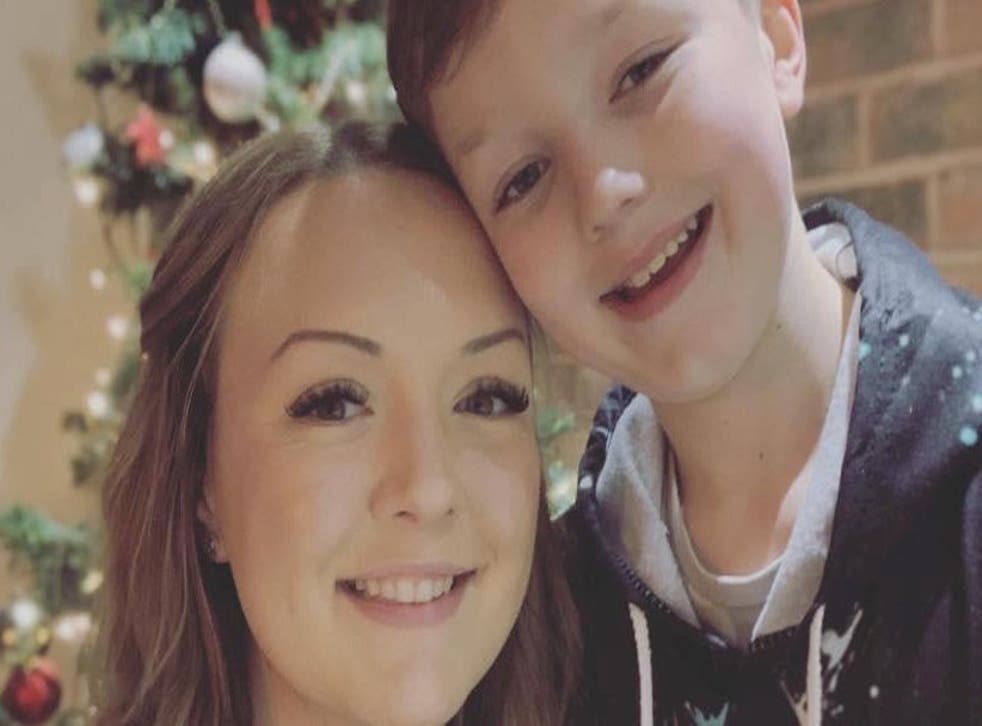 Amy Clarke and her 11-year-old son who remains in a critical condition