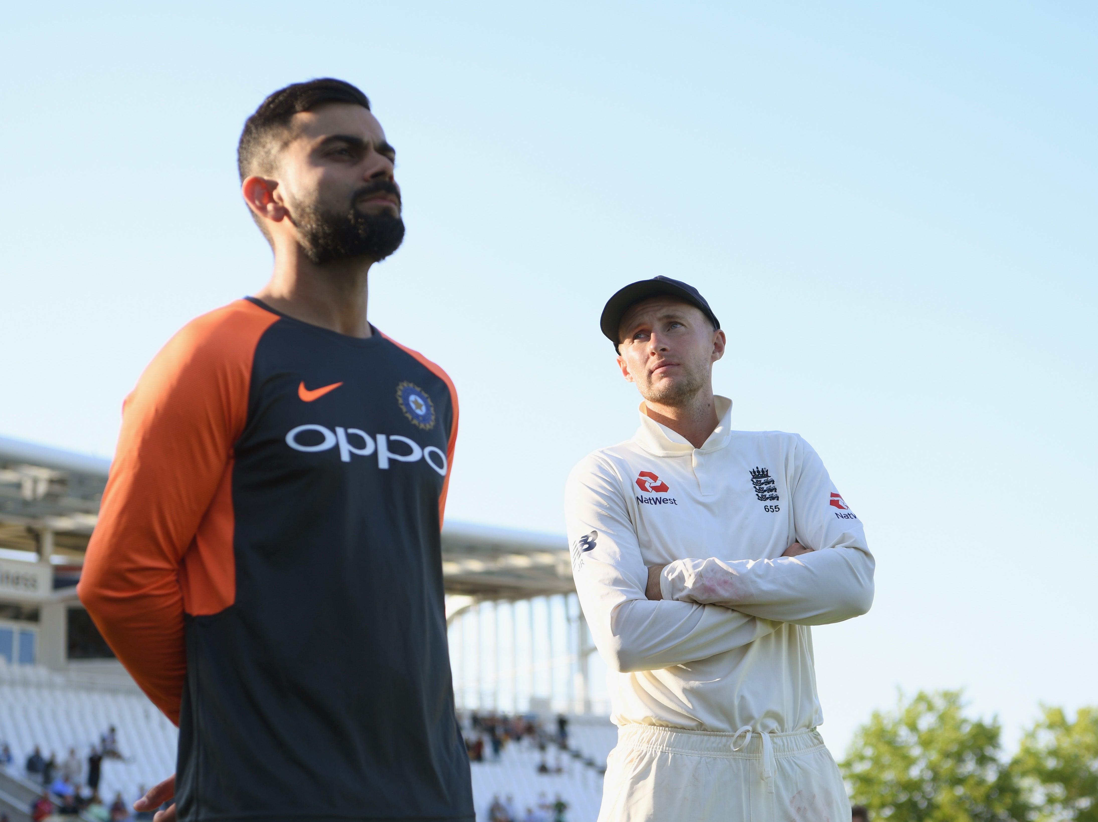 India captain Virat Kohli and England captain Joe Root (right)