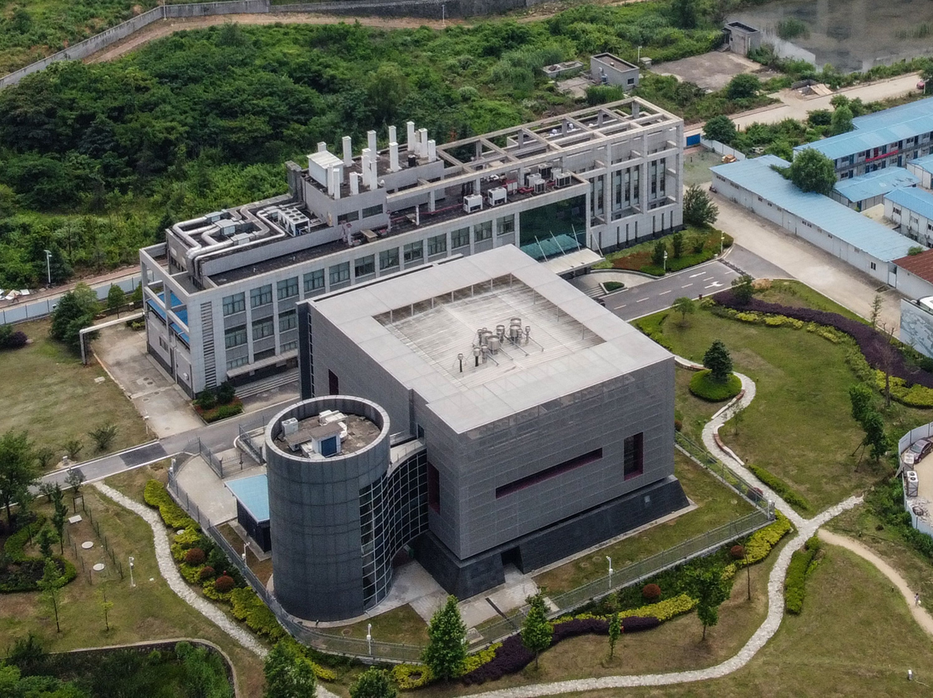 An aerial shot of the Wuhan Institute of Virology