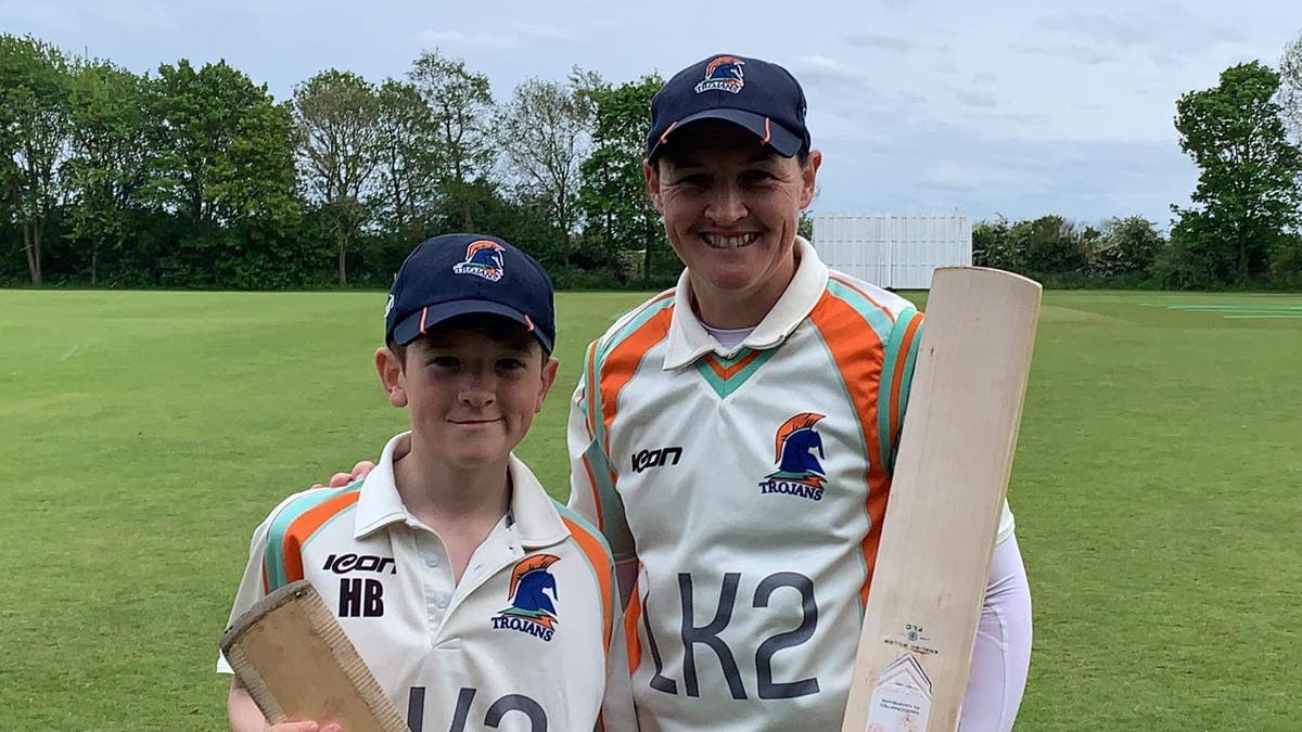 Former England cricketer &lsquo;proud as punch&rsquo; after century stand with son, 12