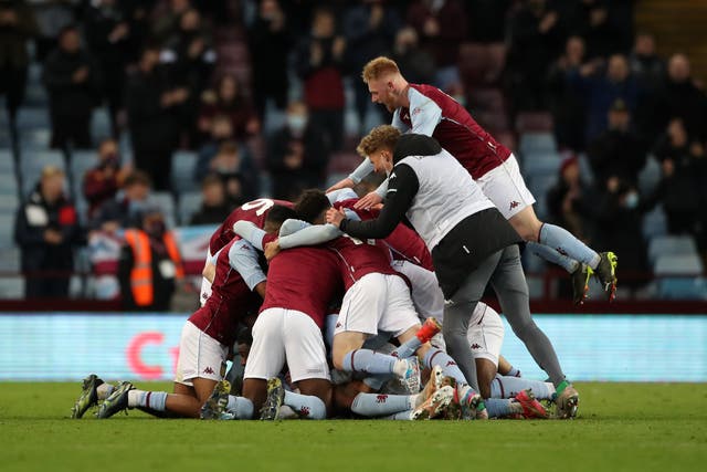 Aston Villa celebrate winning the FA Youth Cup
