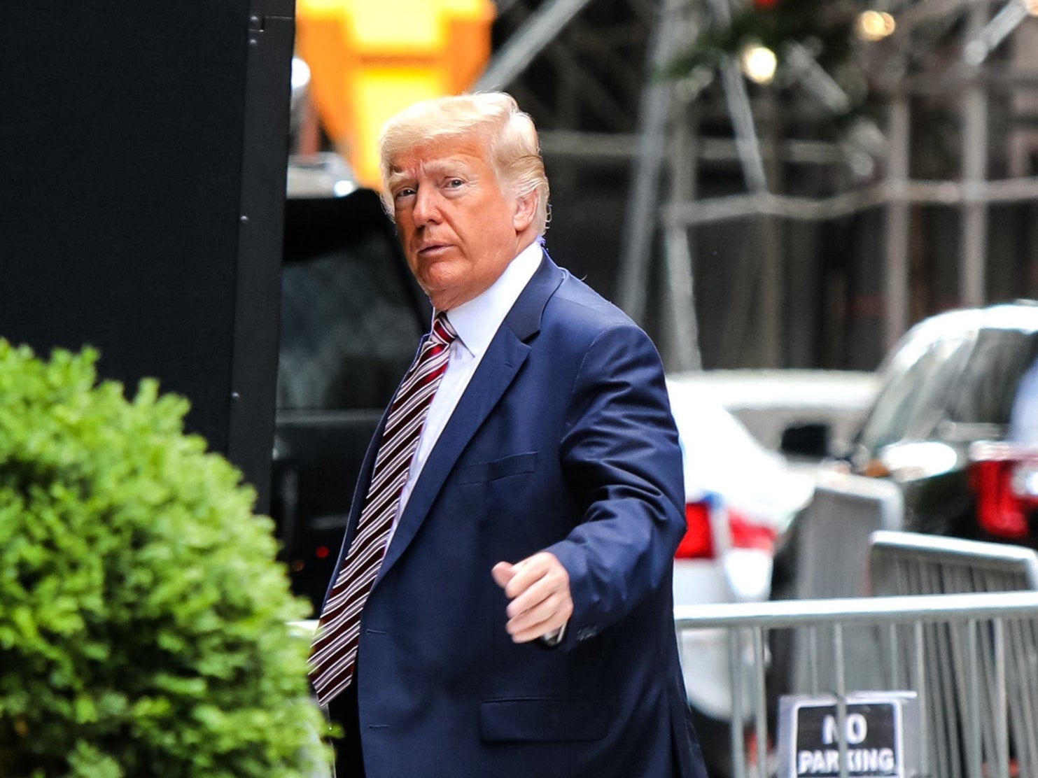 Mr Trump seen outside Trump Tower on Monday 24 May 2021