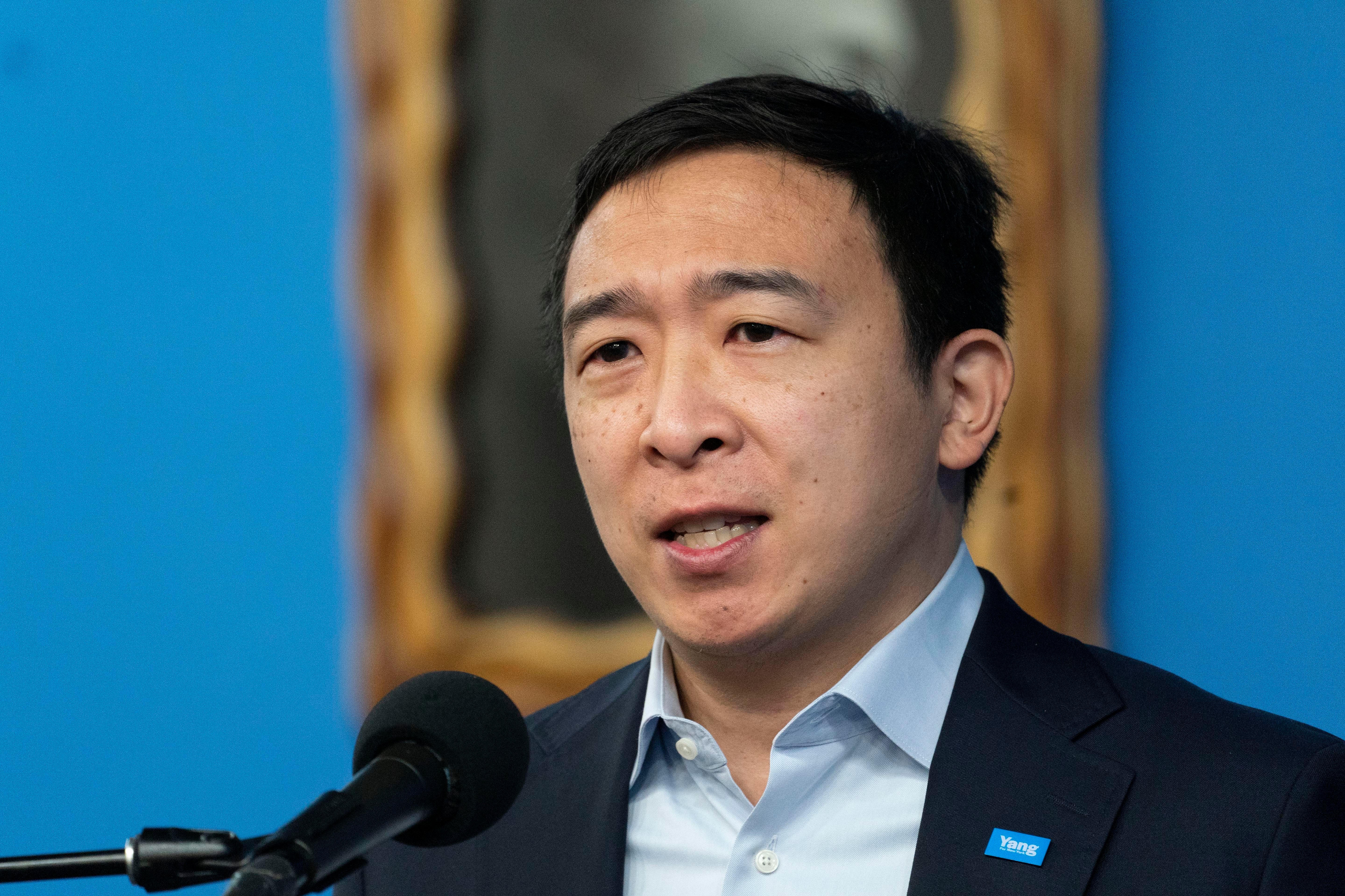 Andrew Yang campaigns for New York City’s Democratic mayoral primary.