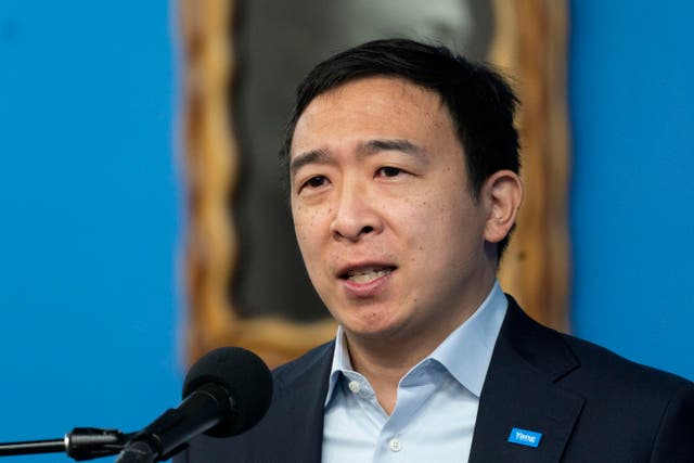 <p>Andrew Yang during his campaign to be mayor of New York City </p>