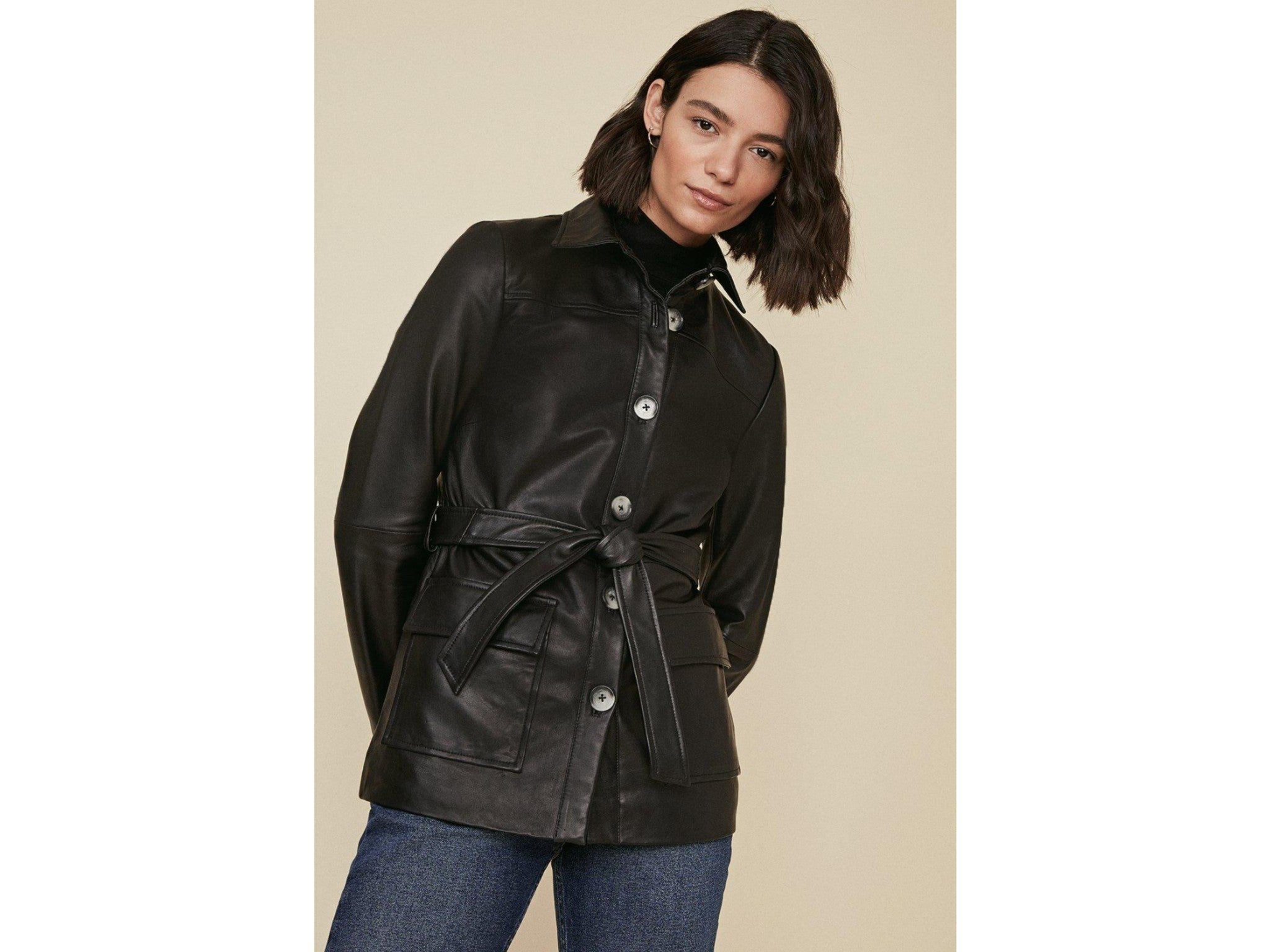 leather anorak coat