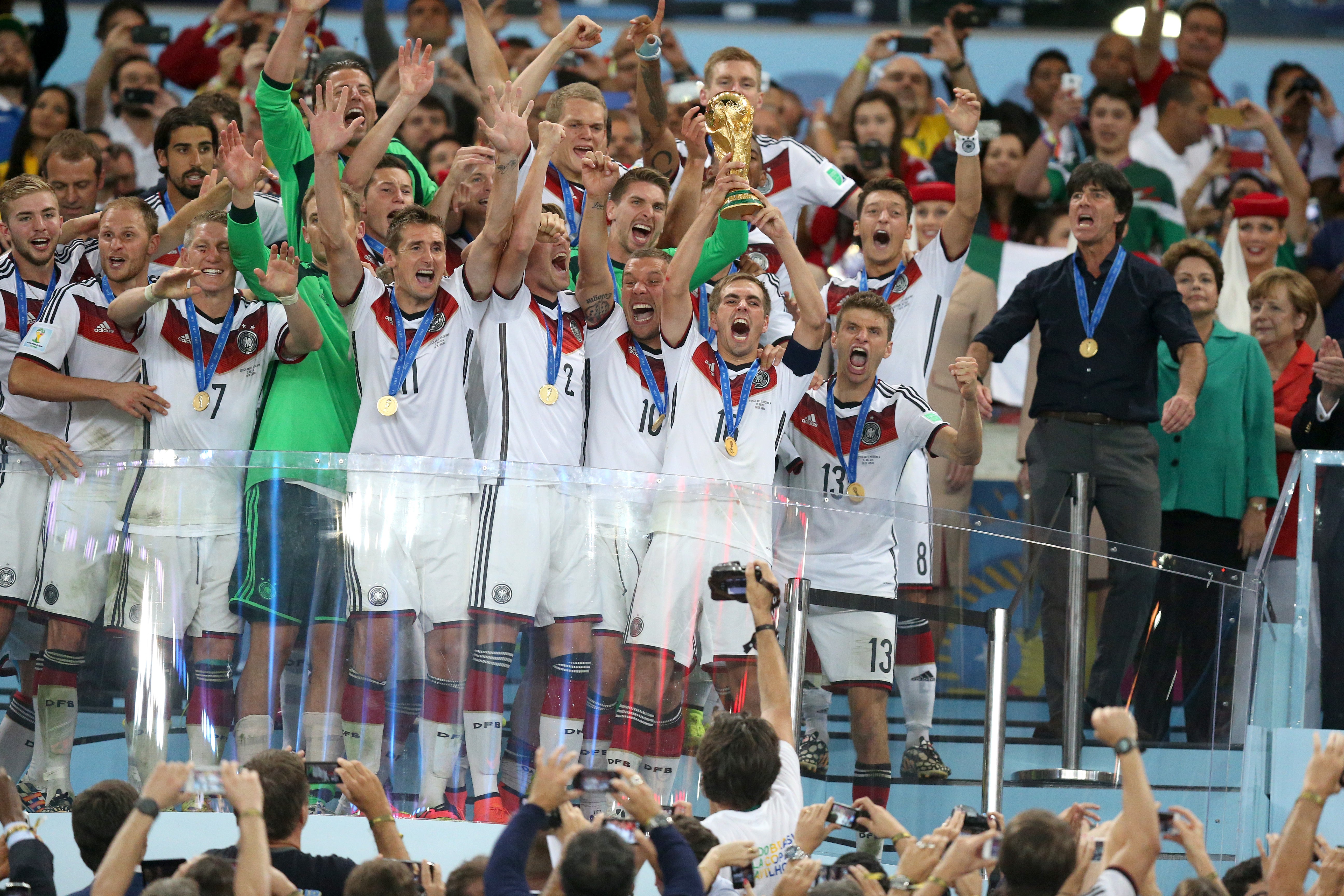 Joachim Low (right) led Germany to the 2014 World Cup trophy in Brazil